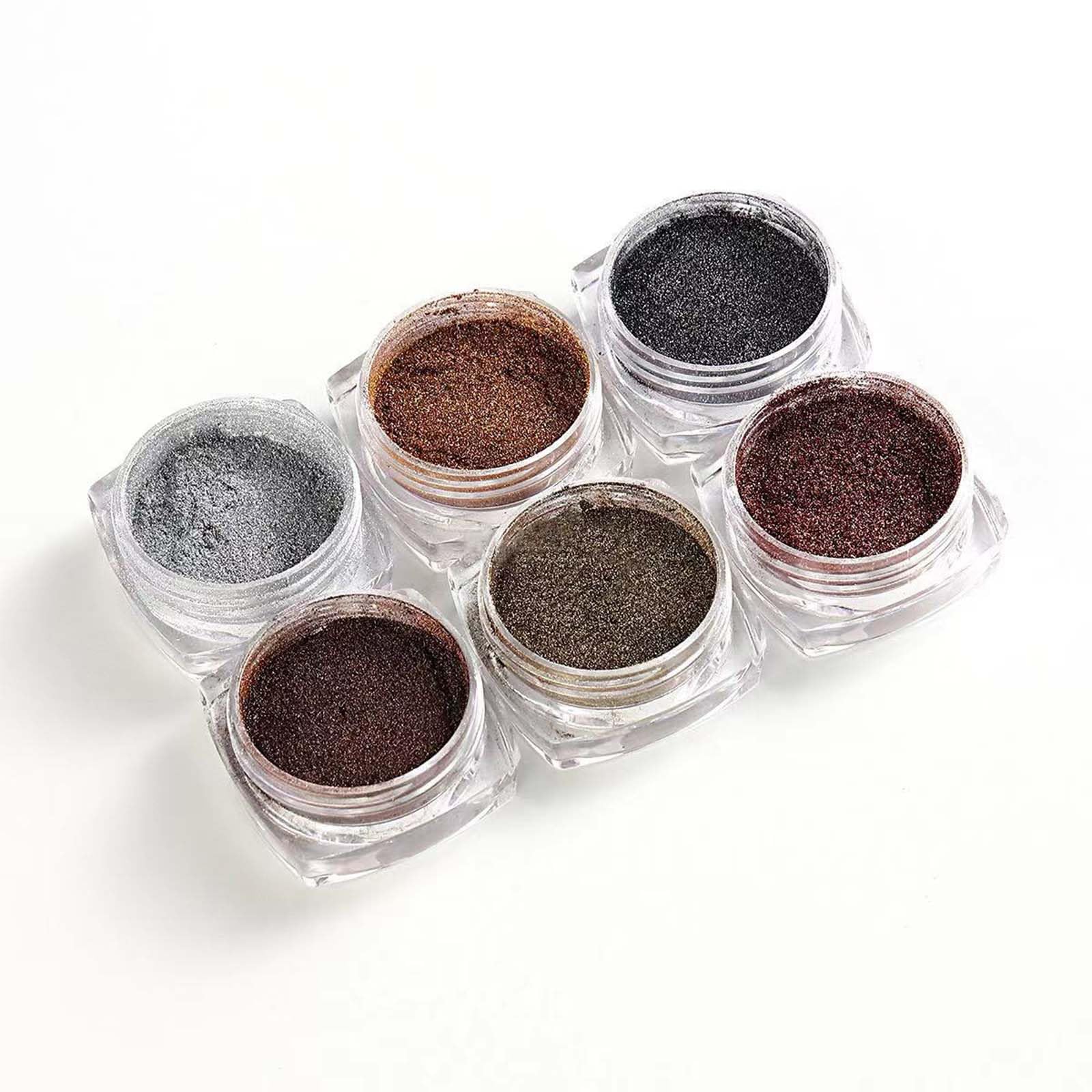 6 Boxes Chrome Nail Powder Set - Metallic Mirror Effect Nail Art Powder in Gold, Bronze, Silver, Black & Brown | Holographic Glitter for Gel Polish | DIY Salon & Home Manicure | Perfect for Parties, Weddings & Special Occasions