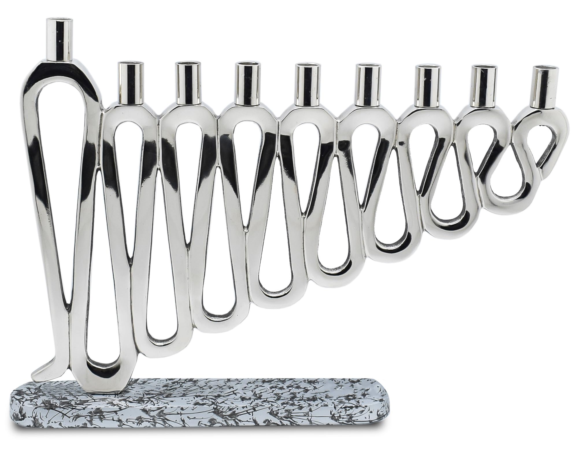 Artistic Squiggles Menorah with Abstract Base - Decorative Hanukkah Candle Holder for Chanukah Celebration | Fits Standard Hanukkah Candles | Perfect for Jewish Home Decor, Holiday Gift & Festival Centerpiece