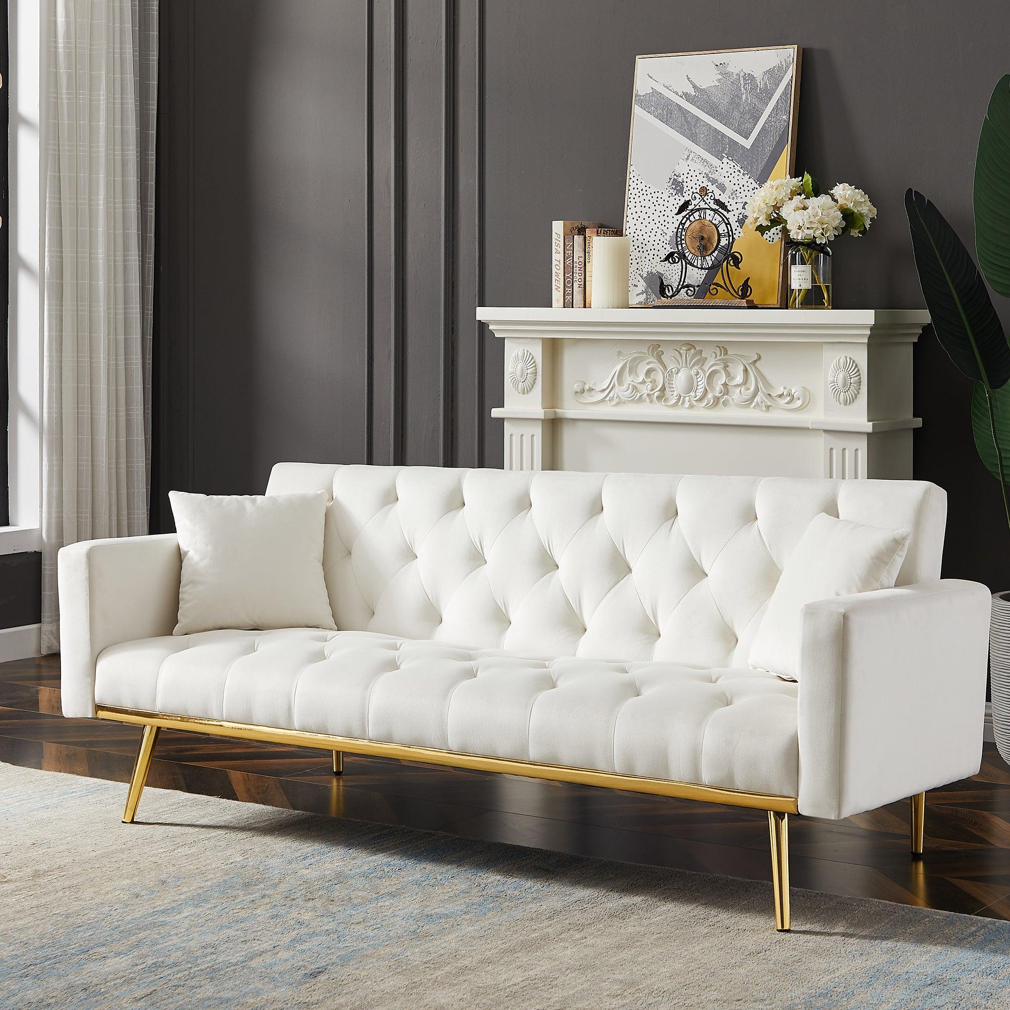 Cream White Convertible Folding Futon Sofa Bed - Space Saving Sleeper Couch for Small Apartments, Guest Rooms & Studio Living | Perfect for Compact Spaces, Overnight Guests & Multi-Functional Furniture Needs