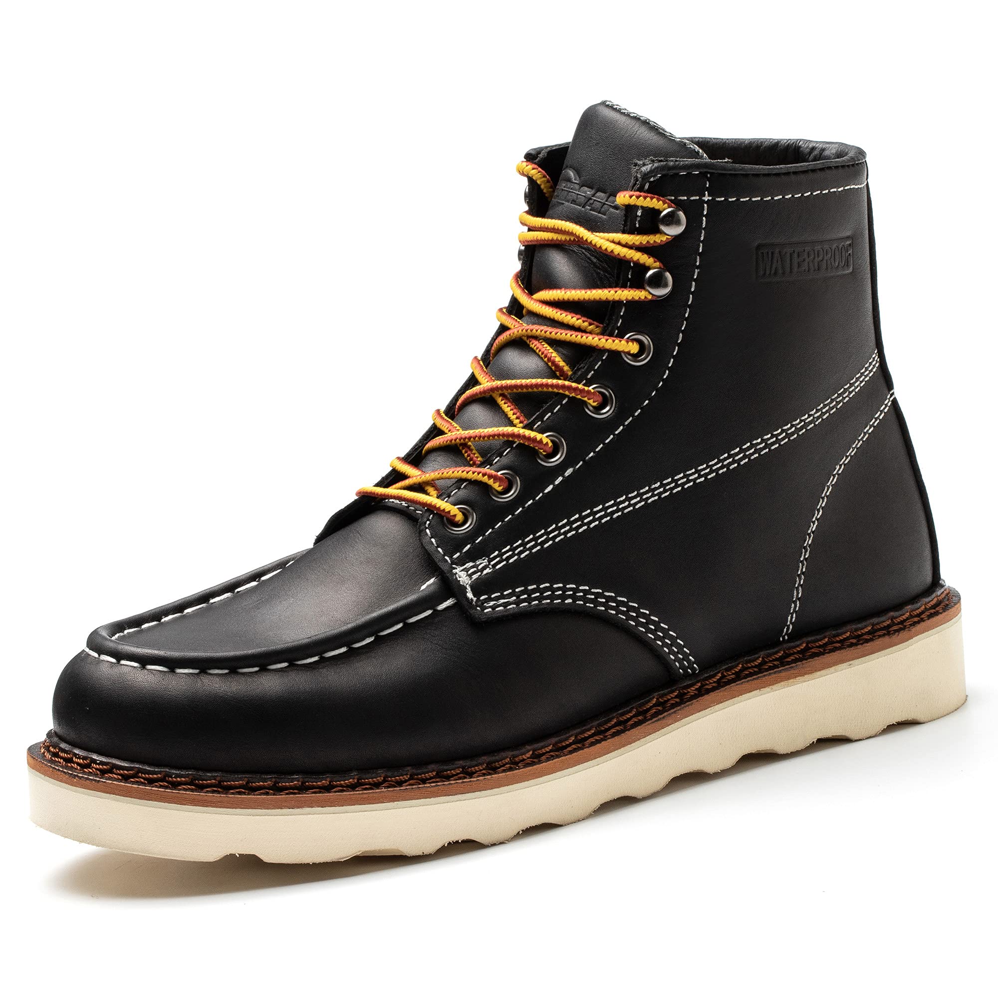 ACDSAF 6 Inch Wedge Soft Toe Waterproof Work Boots for Men - Durable Construction Shoes for Outdoor, Industrial & Safety Work