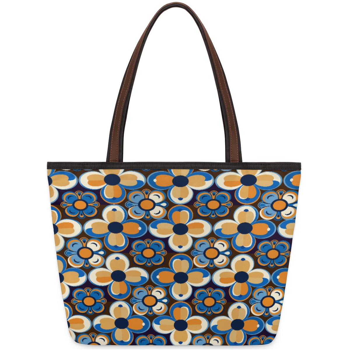 Art Clover Flowers Zippered Tote Bag for Women - Stylish Large Handbag Purse for Work, Travel & Daily Use | Durable Canvas Shopper Bag with Secure Zipper Closure