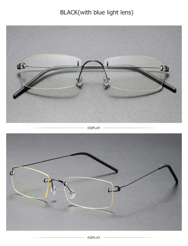 Aimee Unisex Rimless Square Screwless Titanium Eyeglasses 2120 - Lightweight Durable Frame for Reading, Computer Work & Everyday Wear
