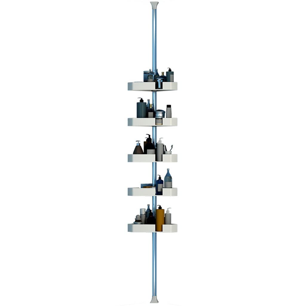 Rustproof Shower Caddy Corner Organizer - 4/5-Tier Adjustable Bathroom Shelves with Tension Pole (56-114 Inch) for Shampoo, Soap & Bath Essentials - Perfect for Small Spaces & Bathtub Storage (Color A, 5-Tier)