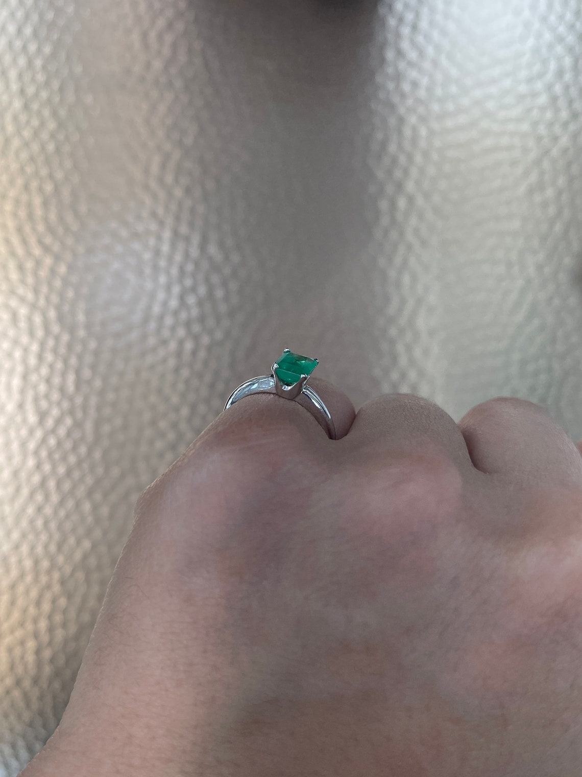 1.09 Carat Natural Colombian Emerald Emerald Cut Solitaire Engagement Ring in 14K White Gold - Perfect for Proposals, Anniversaries & Special Occasions