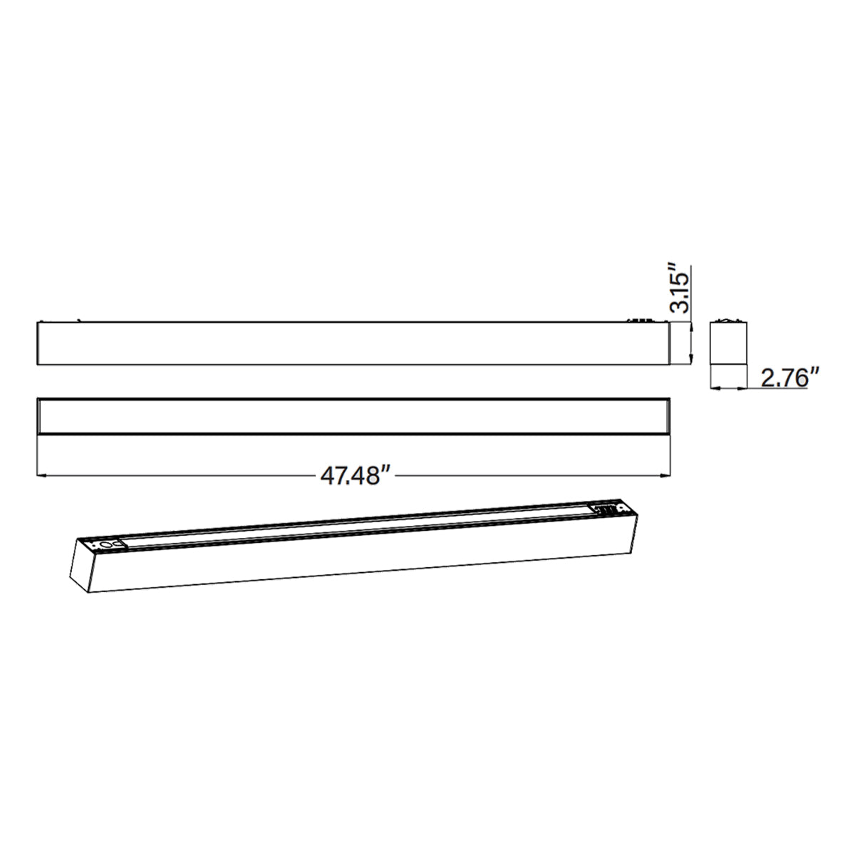 4ft LED Linear Light Fixture - 40W, 5200 Lumens, 5 CCT Selectable (3000K-6500K) - Black Finish - 120-277V - Commercial & Residential Lighting for Offices, Garages, Kitchens