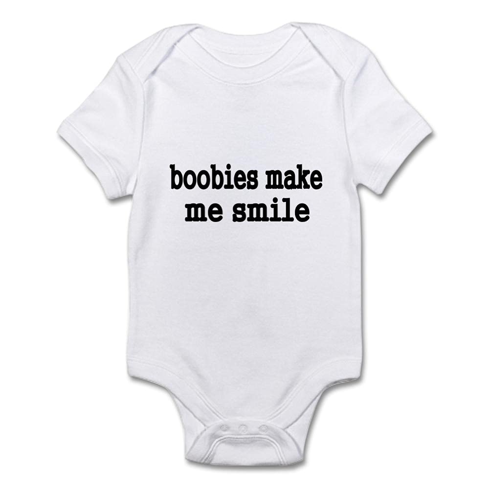 Funny Baby Bodysuit - 'Boobies Make Me Smile' Cute Infant Onesie | Perfect for Newborn Photos, Baby Showers & Playtime
