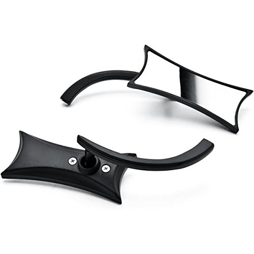 Krator Black Twisted Motorcycle Mirrors Bolt Adapters for Harley Davidson Police FLHP - Universal Fit, Durable Construction - Perfect for Cruiser, Touring & Police Bikes