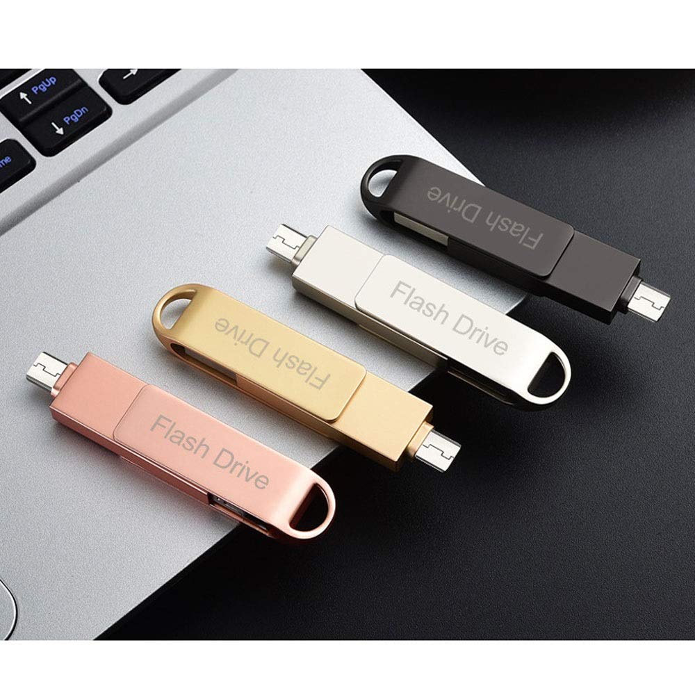 64GB USB 3.0 & USB C Dual Flash Drive - High Speed 2-in-1 Thumb Drive with Aluminum Waterproof Design - Compatible with Smartphones, Tablets, PCs (Silver, 128GB) - Perfect for Data Transfer, Backup & Portable Storage for Work, School & Travel