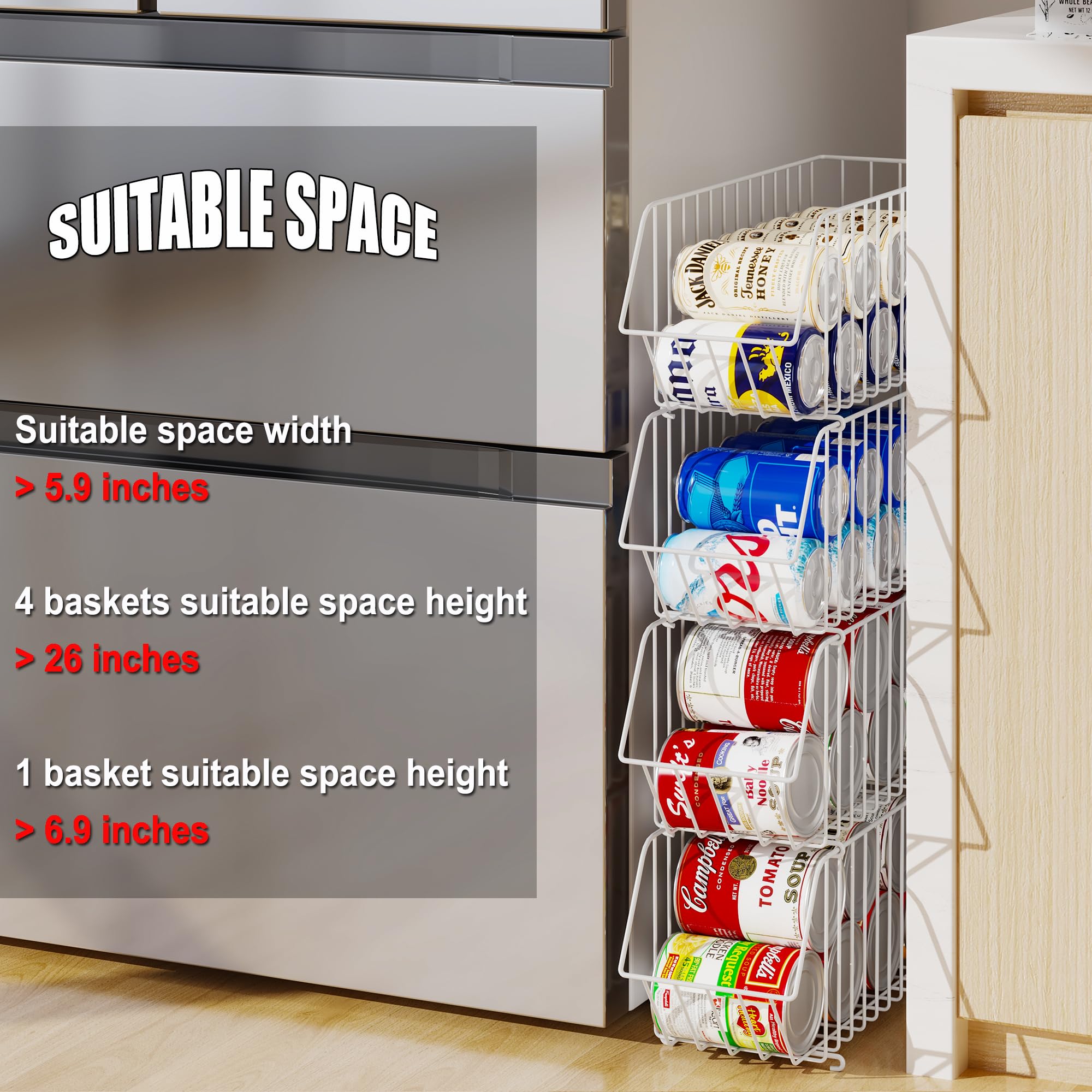 4-Tier Stackable Can Organizer for Pantry & Kitchen - Space-Saving Canned Food Storage Rack for Soup, Soda, Vegetables (15.35