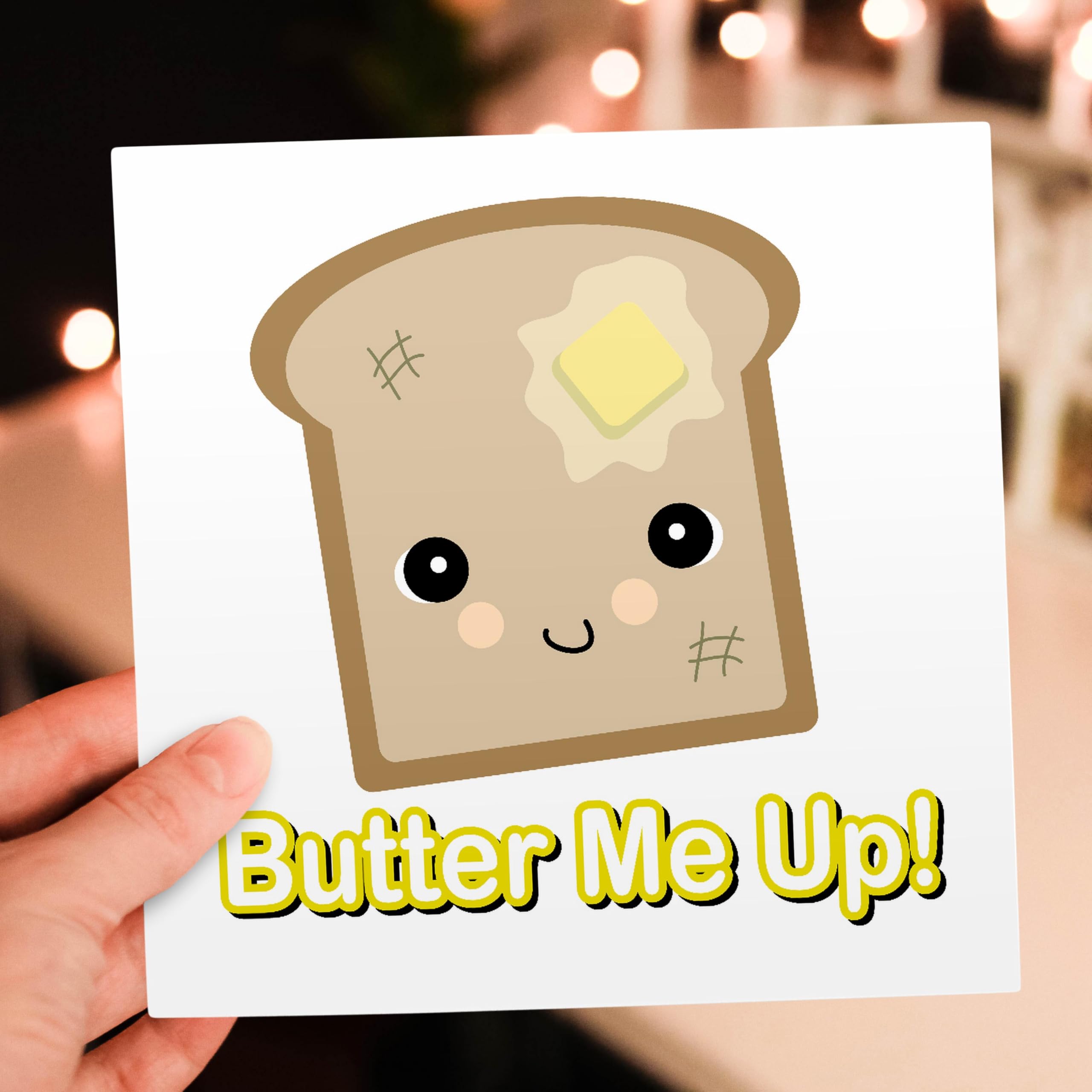 Greeting Card - Cute Kawaii Butter Me Up Toast Design - Perfect for Birthdays, Thank You Notes & Friendship Cards | Unique Kawaii Stationery for Collectors & Gift Lovers