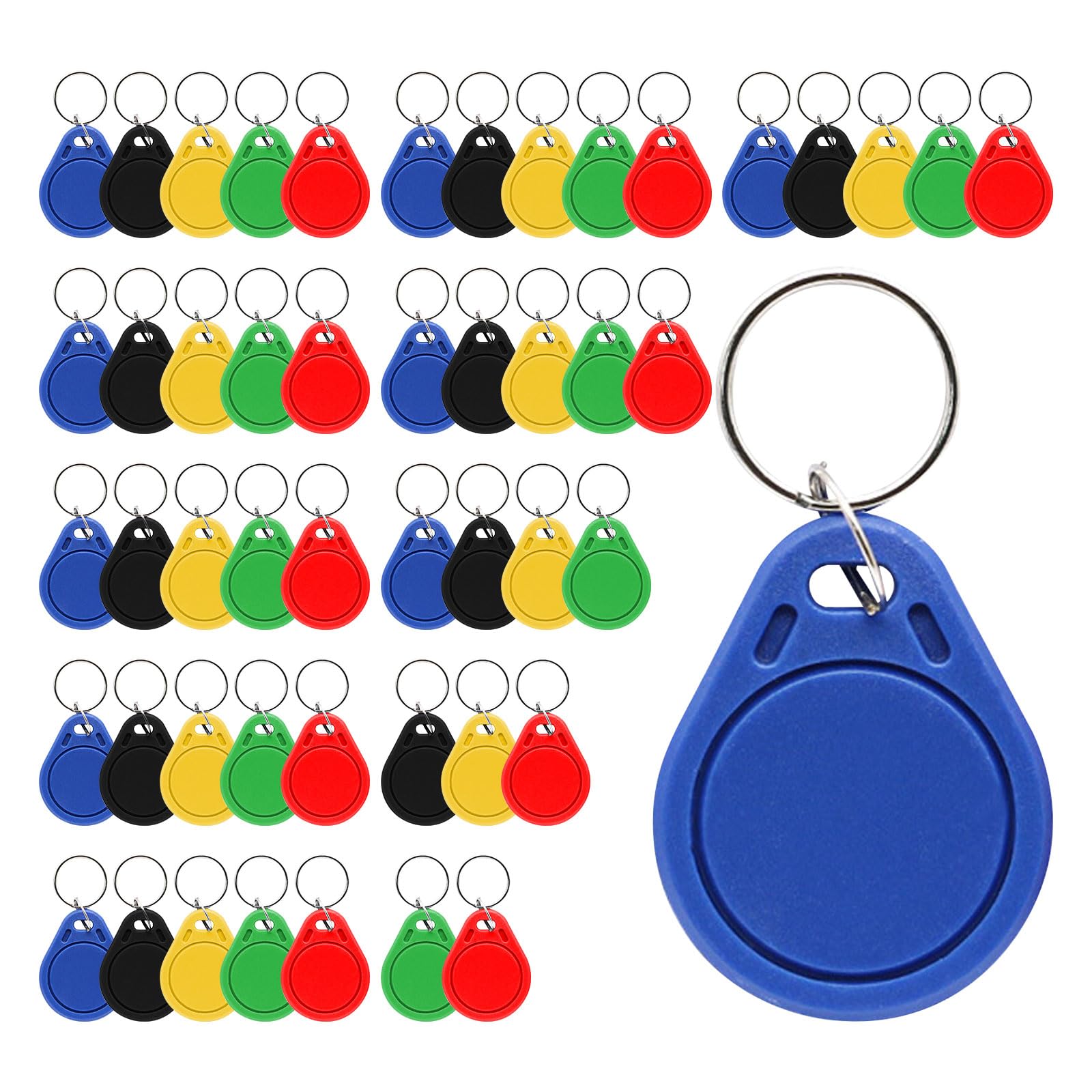 125KHz RFID Key Fob - 50pcs Rewritable T5577 Proximity Key Tag for Access Control Systems | Compatible with RFID Writers | Multicolor Options | Ideal for Office Security, Hotel Room Entry, and Parking Access