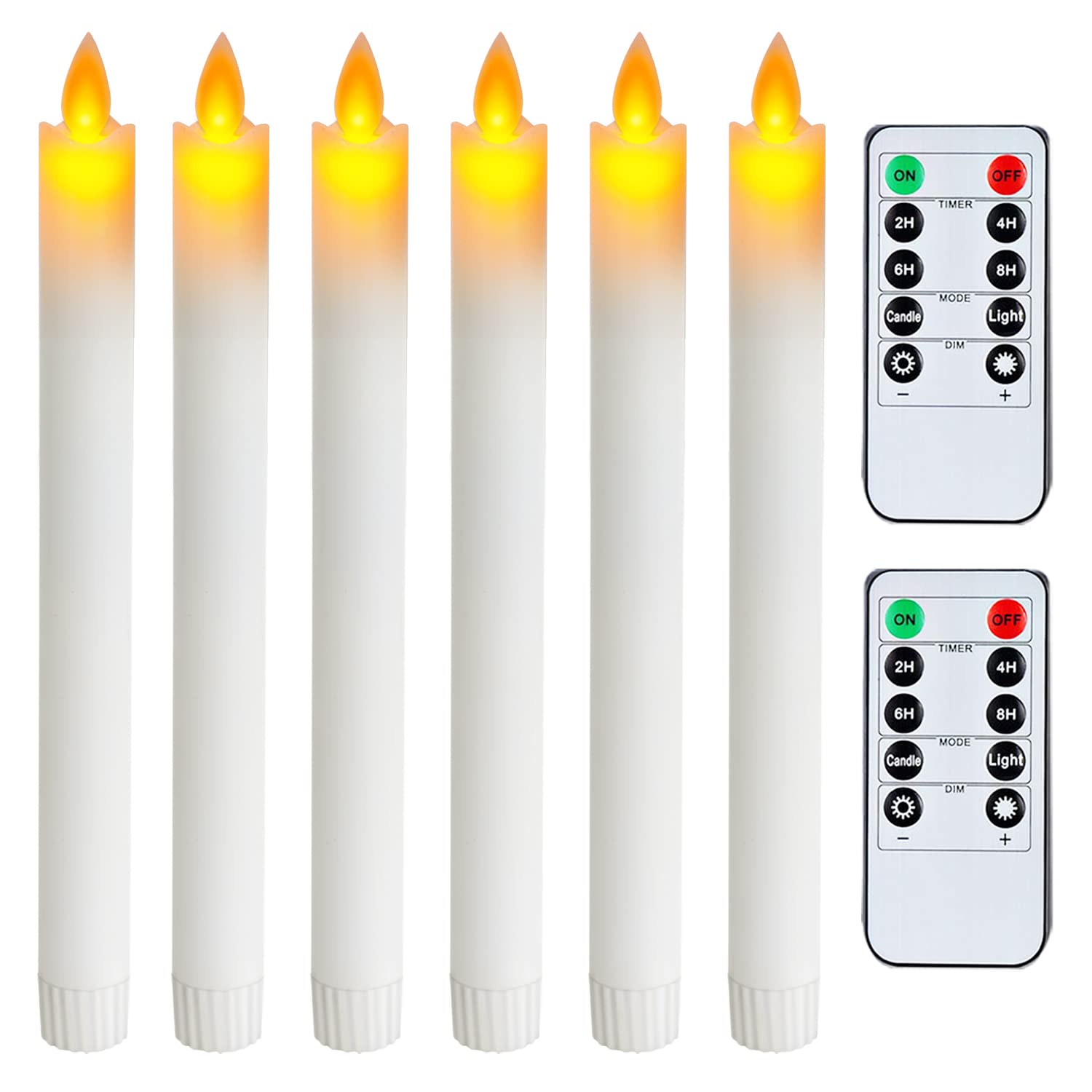 5-Pack Realistic Flameless Taper Candles with Remote & Timer - 6