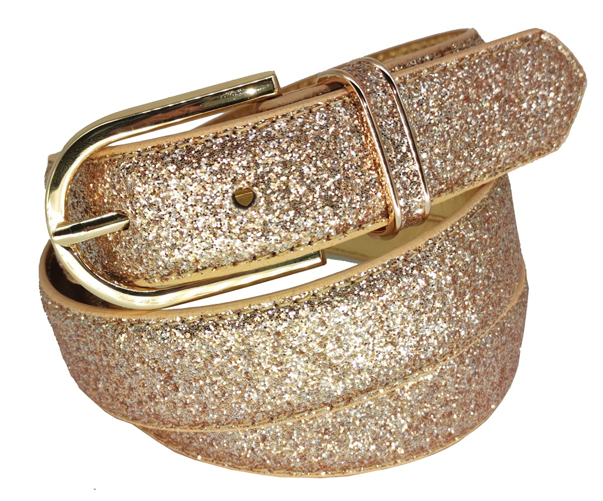 Sequin Studded Women's Leather Belts for Jeans with Gold Buckle | Stylish Fashion Accessory for Casual Outfits, Parties & Date Nights