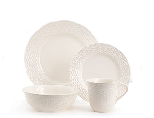 16-Piece Nantucket White Dinner Set - Elegant Porcelain Dinnerware for Formal Dining, Entertaining & Special Occasions