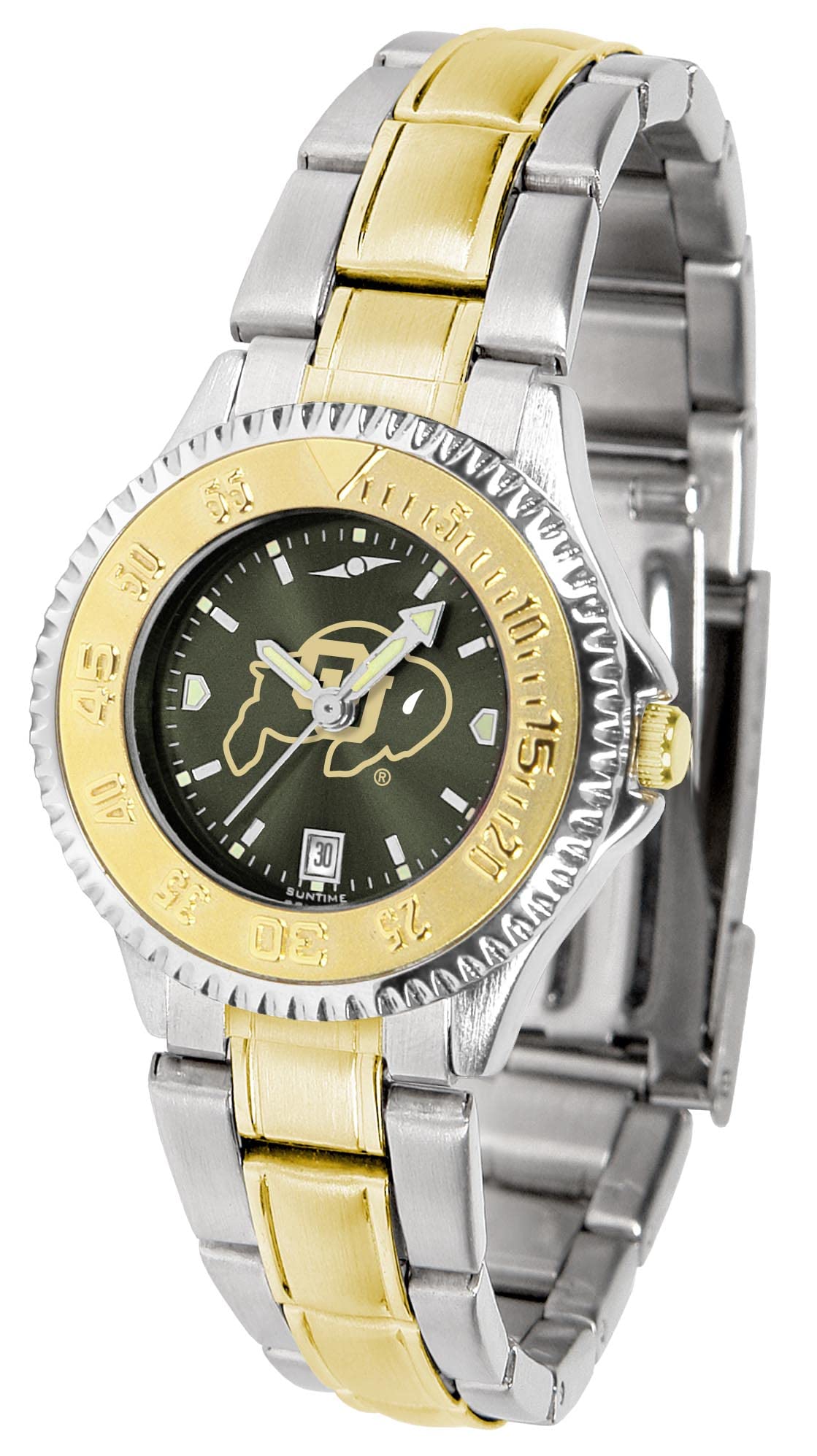 Colorado Buffaloes Women's Competitor Two-Tone Anochrome Watch - Stainless Steel Band Sun Time Watch for Sports & Casual Wear | Perfect Game Day Accessory & Everyday Fashion Statement
