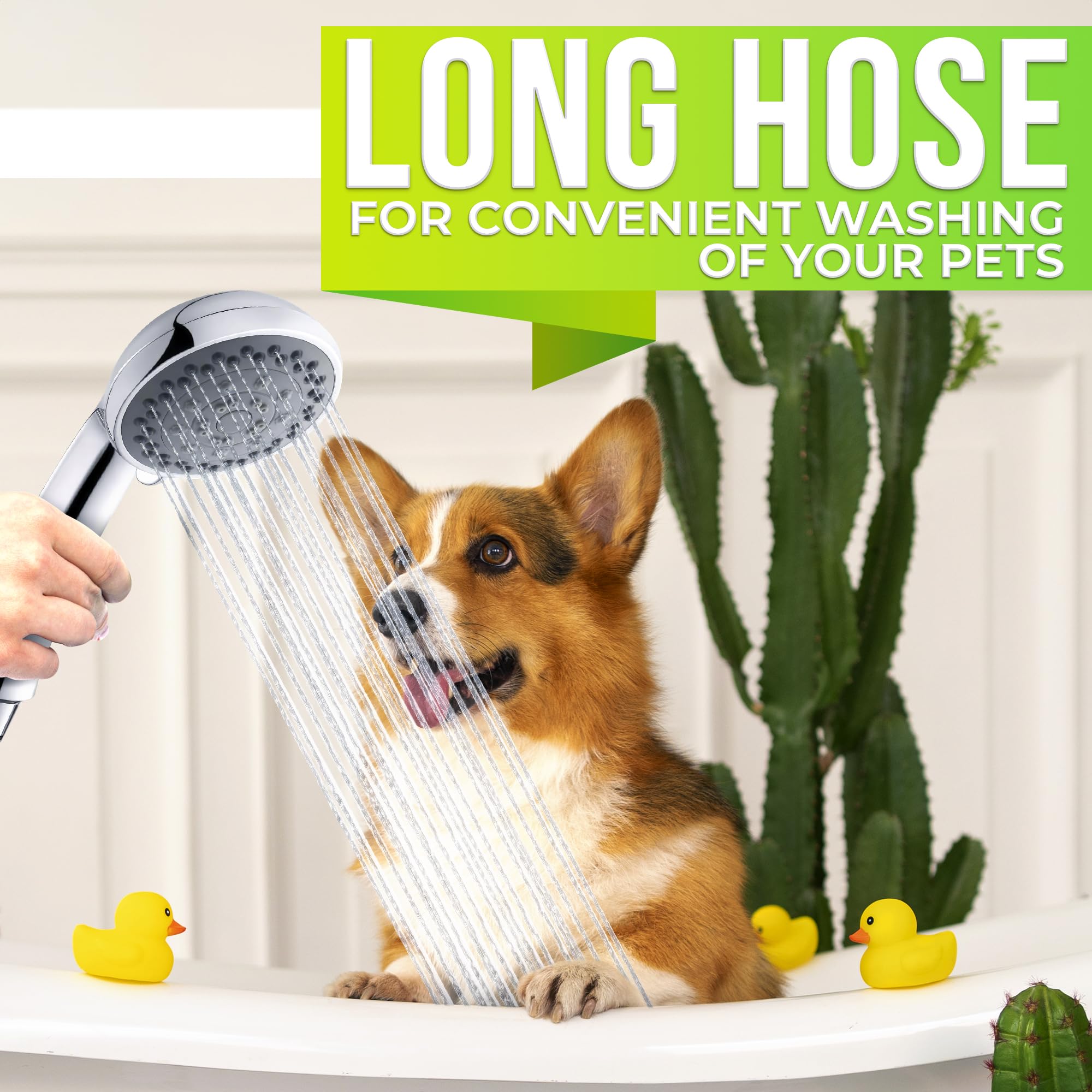 5-Mode Handheld Shower Head with 4.9 Ft Hose - 3.64 Inch Detachable Shower Wand with Sprayer Attachment - Water Saving Showerhead for Bathroom, Spa & Pet Washing