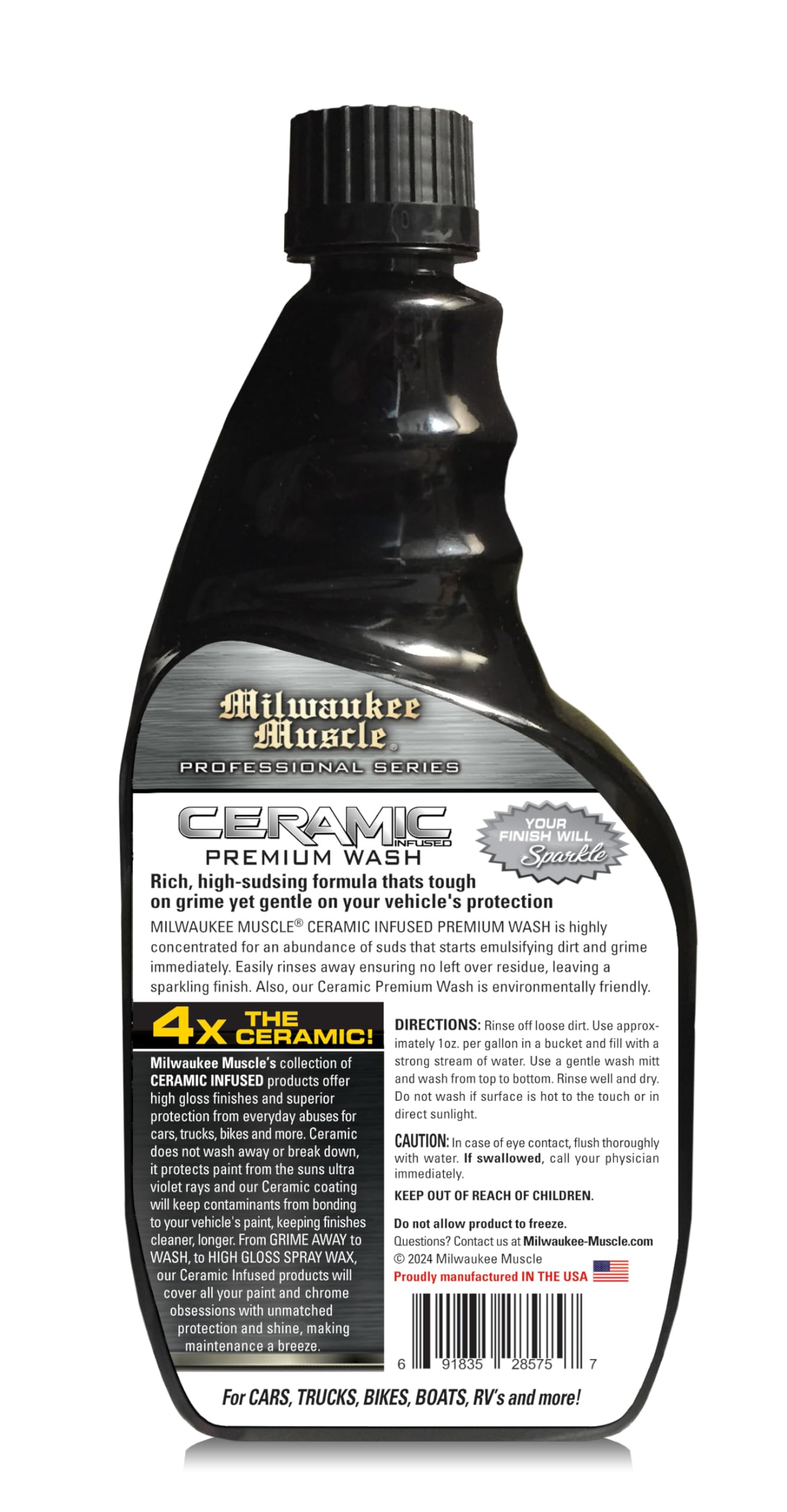 22 Fl Oz Professional Ceramic Car Wash Soap - pH Balanced Auto Detergent for Cars, Motorcycles & Boats - Ceramic Coating Safe - Perfect for Hand Washing, Foam Cannon & Pressure Washer Use