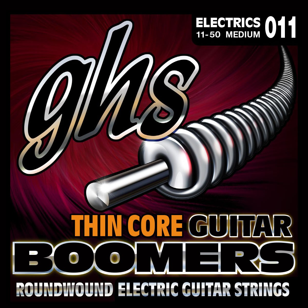 GHS Strings TC-GBM Thin Core Boomers Nickel-Plated Electric Guitar Strings - Medium Gauge (11-50) for Rock, Blues & Metal Performance - Perfect for Stage & Studio Use