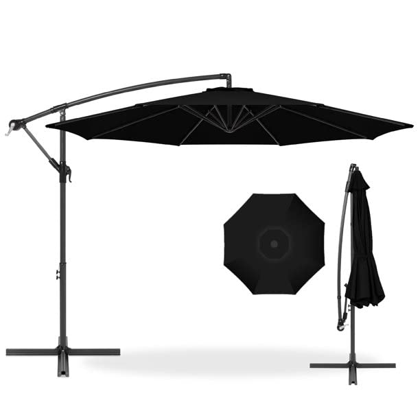 10ft Offset Hanging Outdoor Market Patio Umbrella with Easy Tilt Adjustment - Perfect for Backyard, Poolside, and Commercial Use