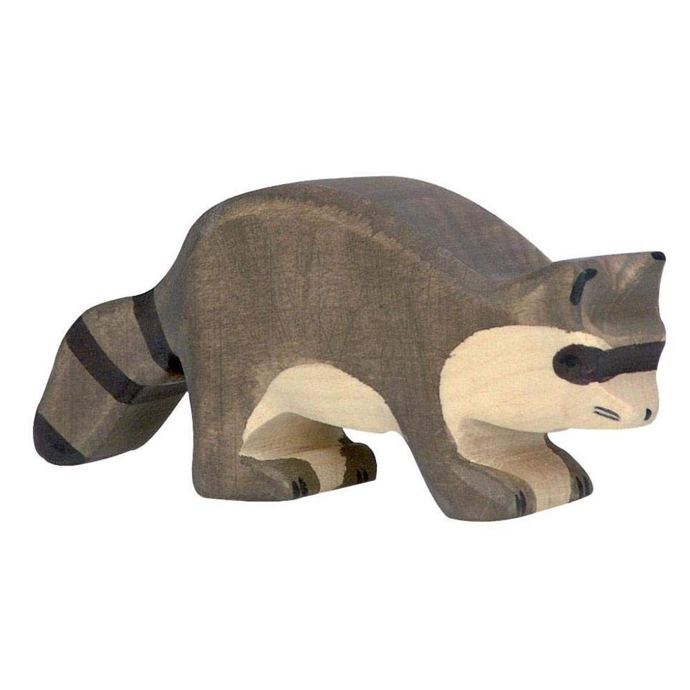 Holztiger Handcrafted Wooden Raccoon Figurine - Eco-Friendly Animal Toy for Kids, Nursery Decor & Waldorf Play - Perfect for Imaginative Play, Storytelling & Room Decoration