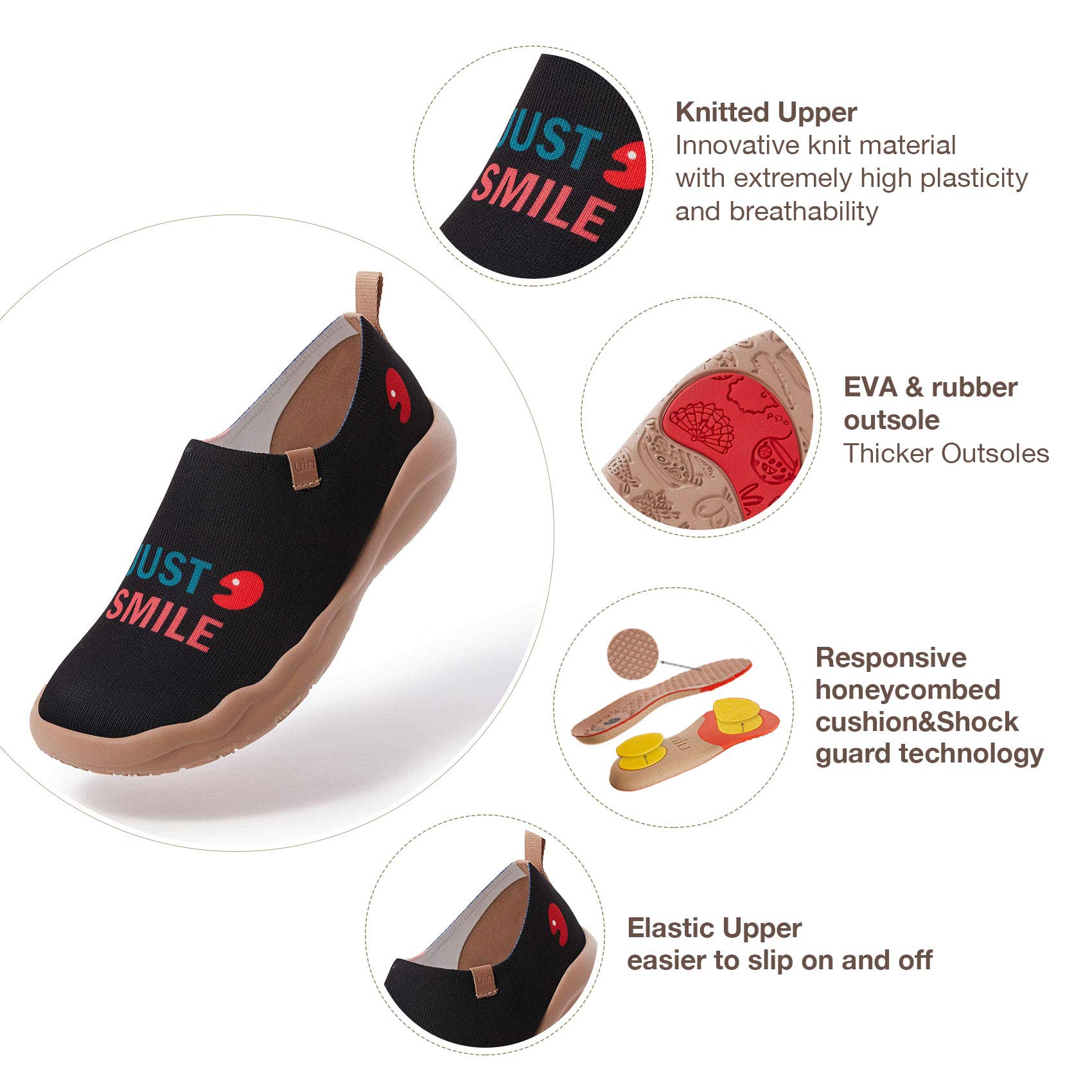 UIN Women's Slip On Sneakers - Comfortable Knitted Loafers with Artistic Painting | Soft Walking Shoes for Casual Wear, Travel & Everyday Use