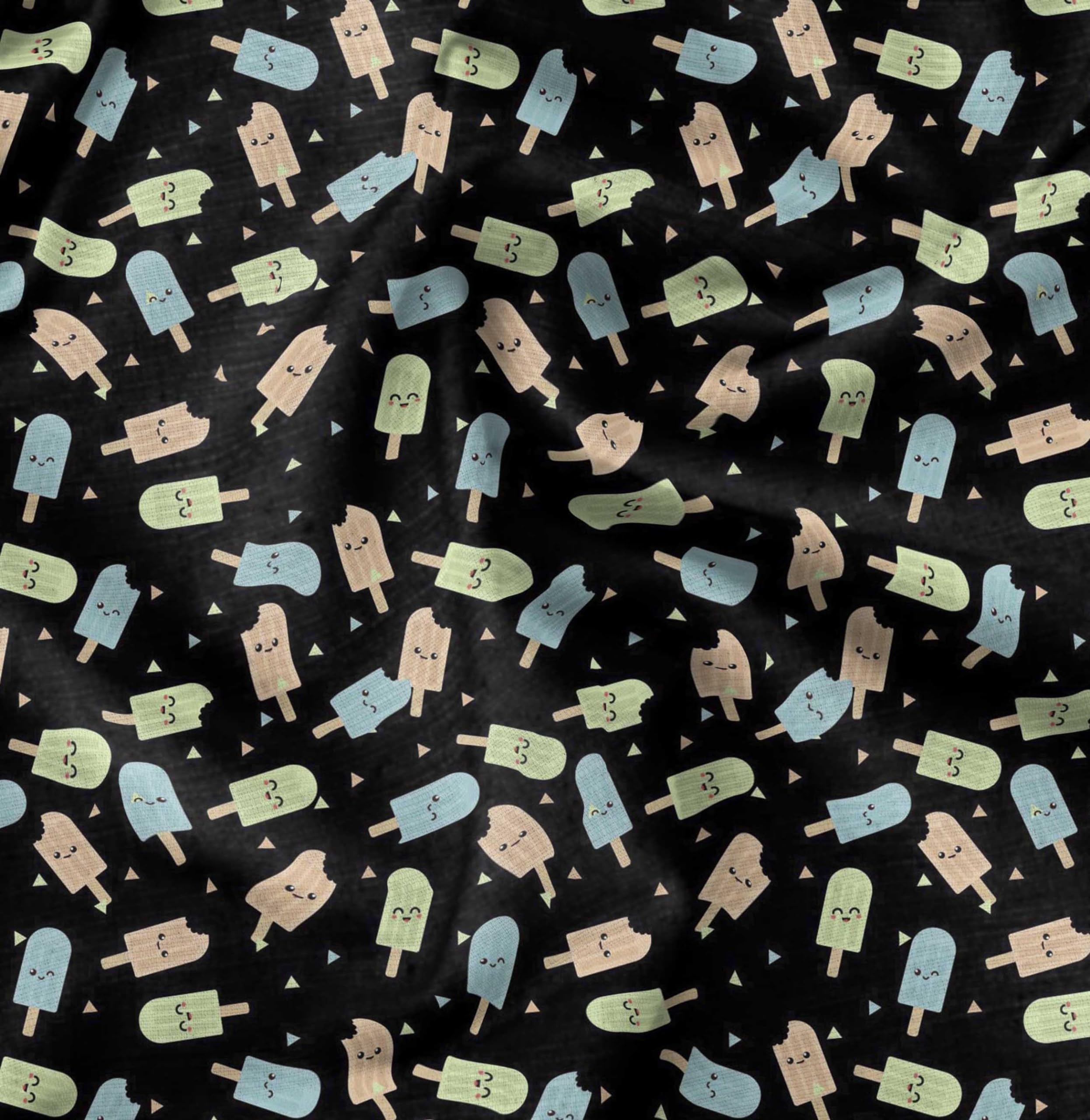 Soimoi Japan Crepe Black Fabric by The Yard - 42 Inch Wide Textured Peanut Butter Food Print Material - Nutty Playful Design for DIY Crafts, Sewing Projects, Quilting & Home Decor