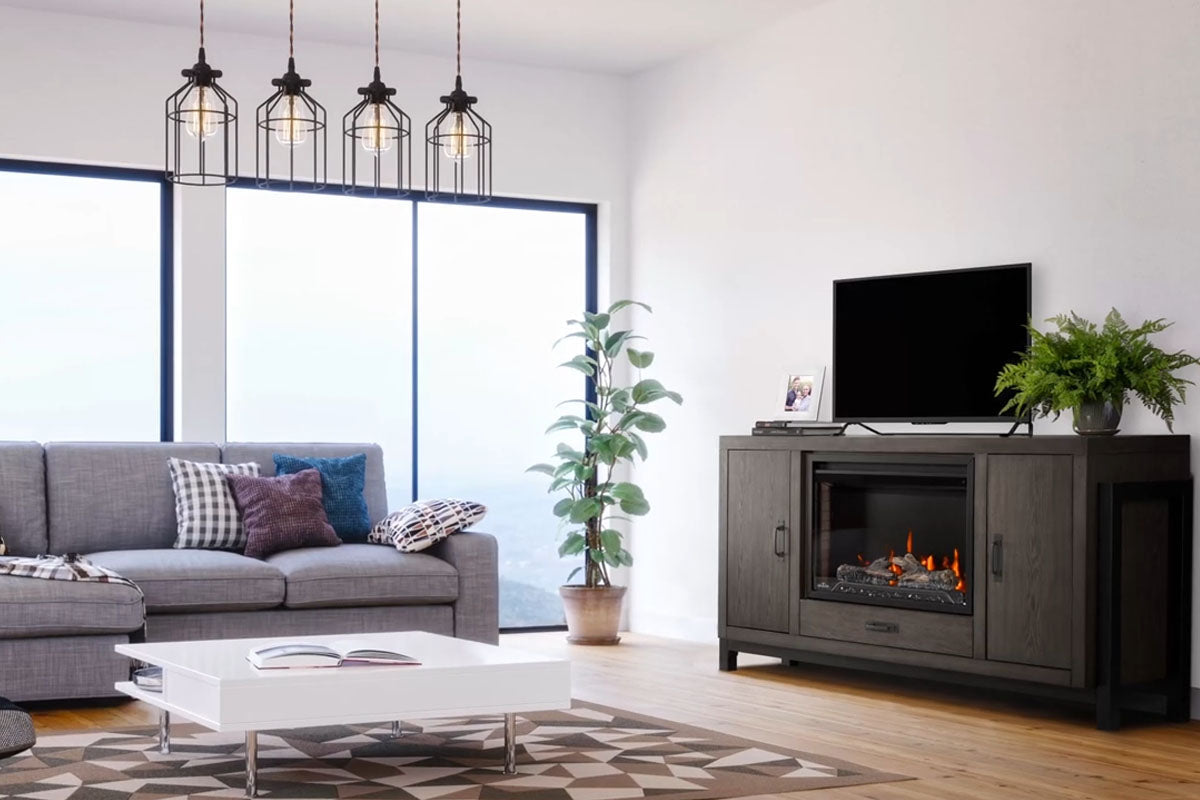Napoleon Franklin 30'' Oak Media Console with Electric Firebox - Perfect for Living Room Home Theater & Cozy Fireplace Ambience