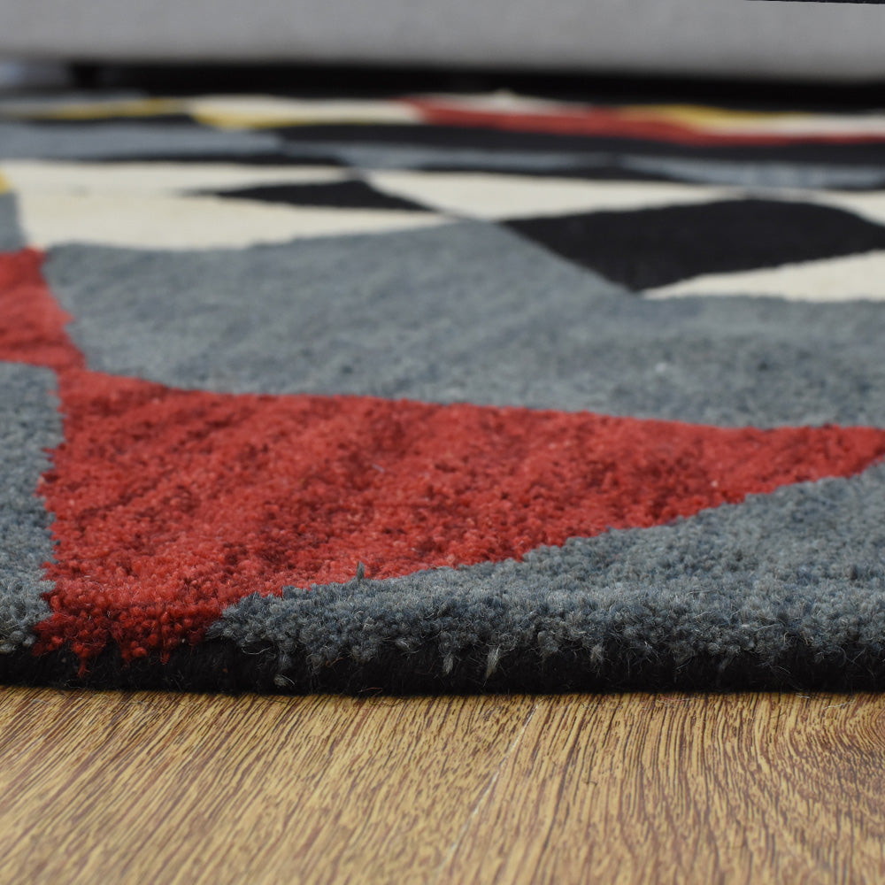 Checker Hand Tufted Rug - Soft Non-Slip Area Rug for Living Room, Bedroom, Nursery - Modern Geometric Design Home Decor (5'x7')