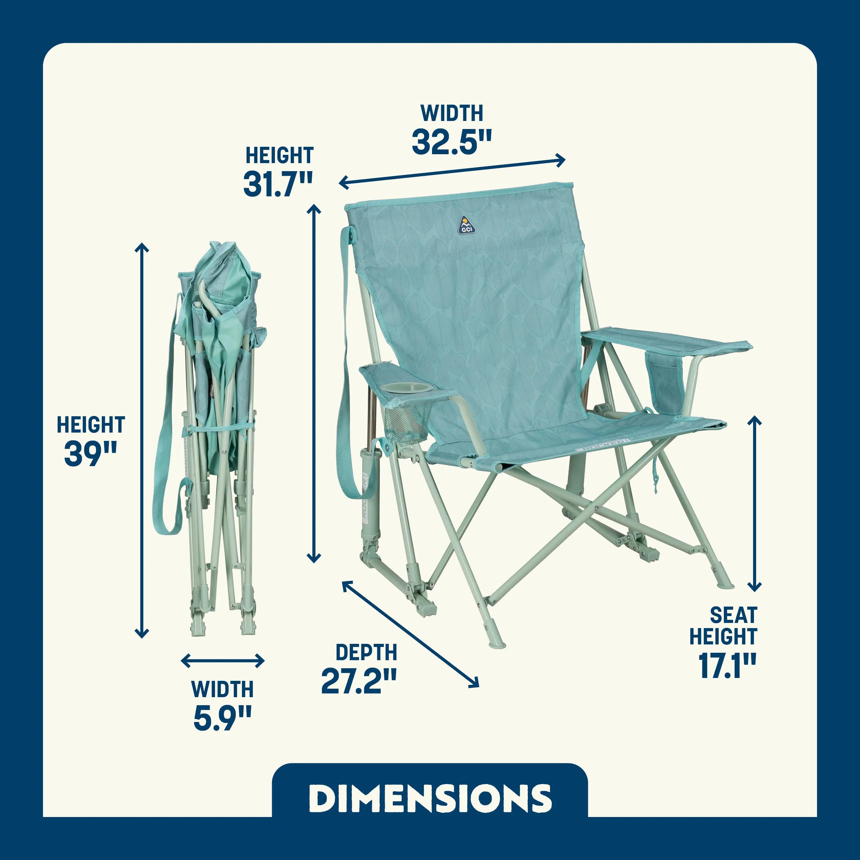 Kickback Rocker™ - Portable Folding Rocking Chair for Outdoor, Camping & Relaxation - Perfect for Patio, Beach, Backyard & Travel