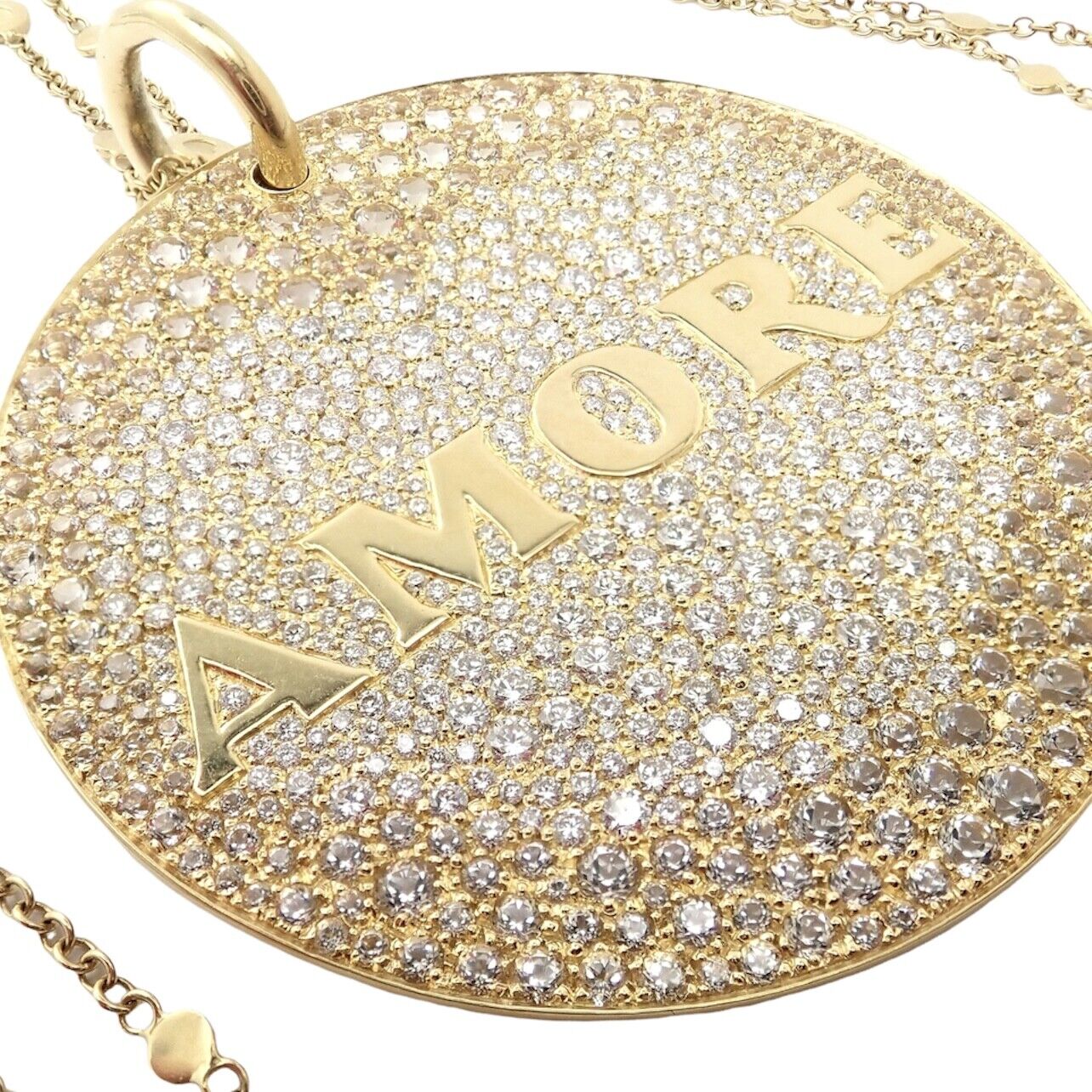 Pasquale Bruni 18k Yellow Gold Extra Large Diamond & Sapphire Amore Pendant Necklace for Women - Elegant Jewelry Gift for Anniversary, Valentine's Day & Special Occasions