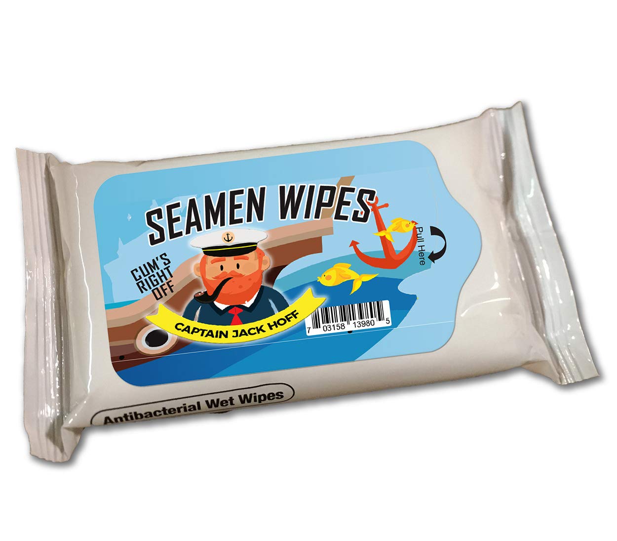 Captain Jack Hoff’s Seamen Wipes - Novelty Wet Wipes for Men - Funny Gag Gifts - Travel Size Personal Hygiene Wipes for Parties, Bachelor Trips & Prank Gifts