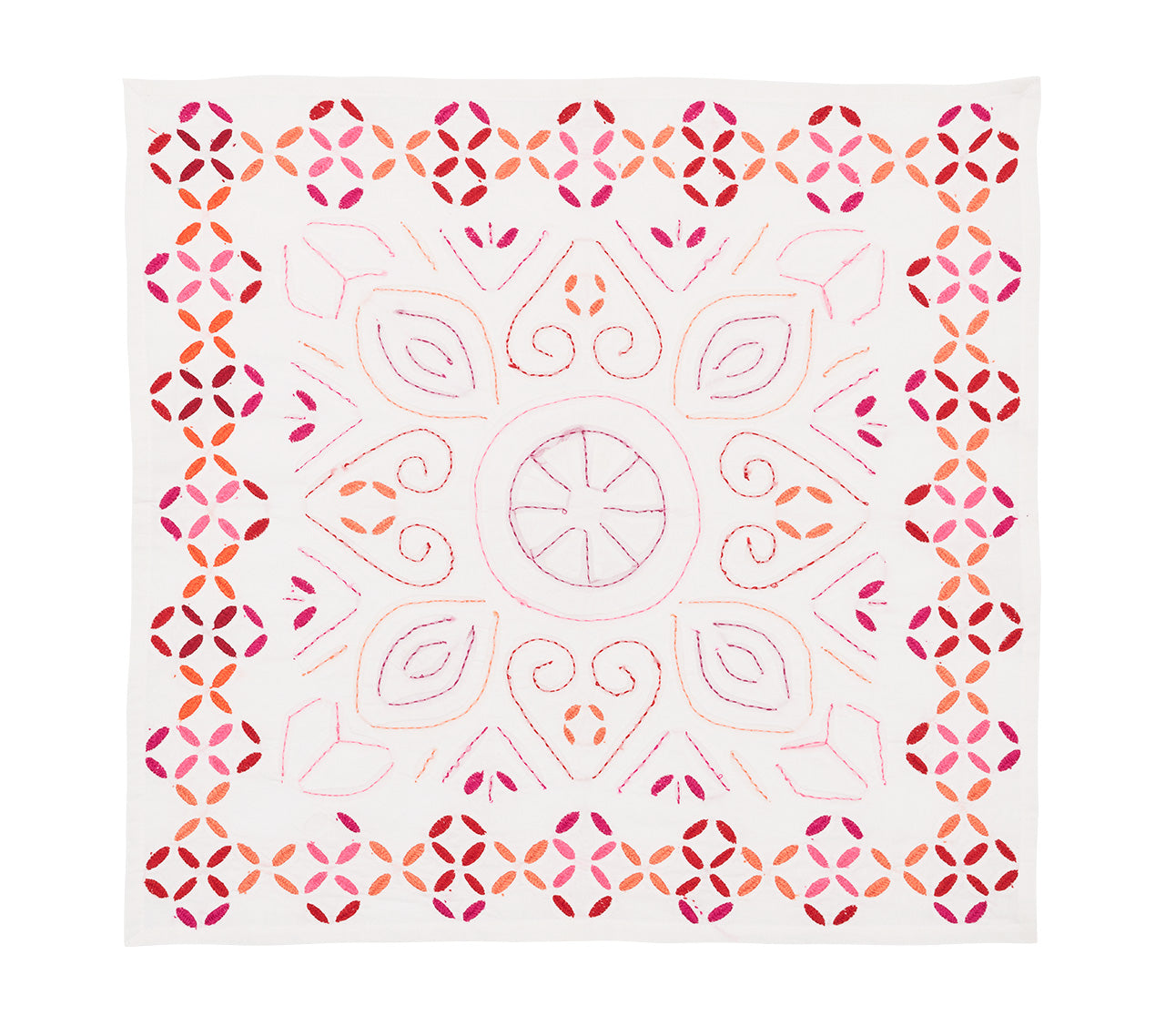 Premium Malta Napkins Set of 4 - White, Pink & Orange Cotton Table Linens for Dinner Parties, Weddings & Home Decor