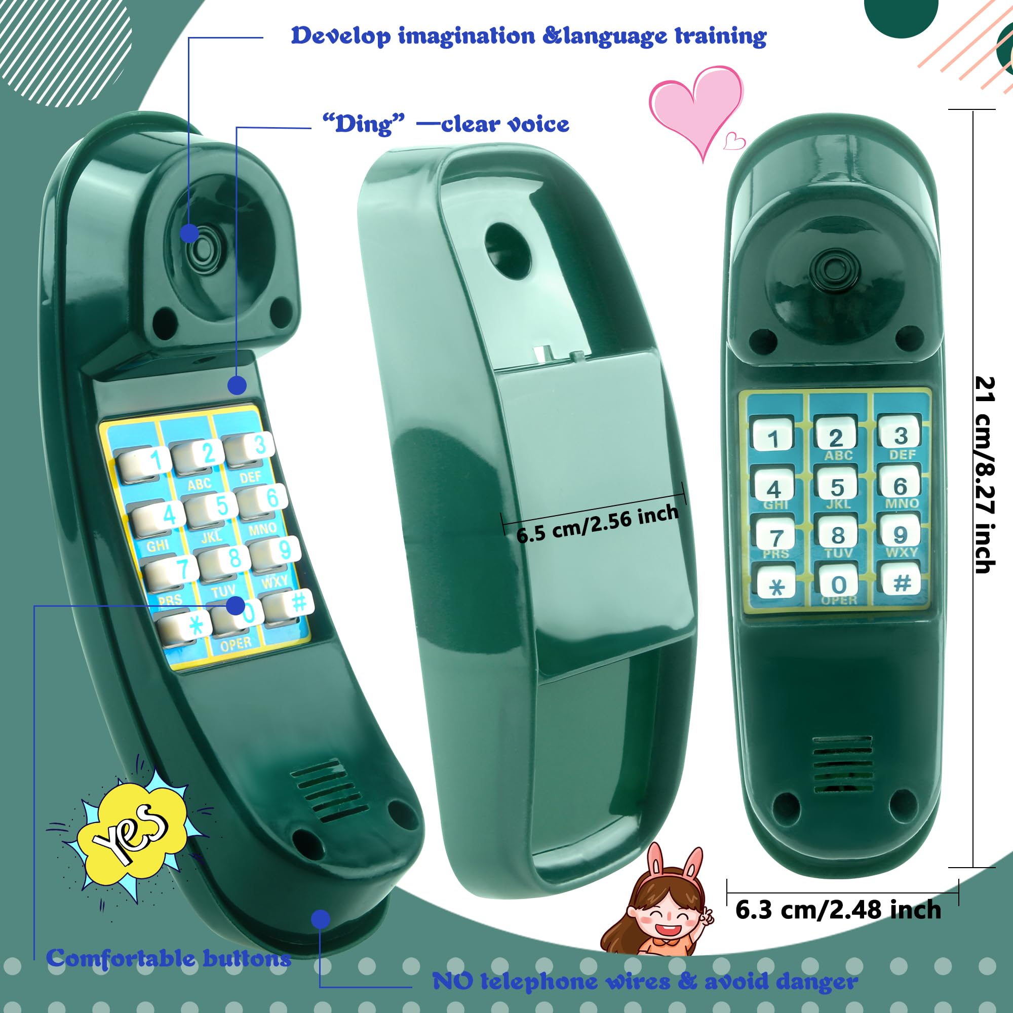 Kids Outdoor Playground Swing Set Pretend Telephone Toy with Numeric Key - Green Treehouse Jungle Gym Accessory for Imaginative Play & Backyard Fun