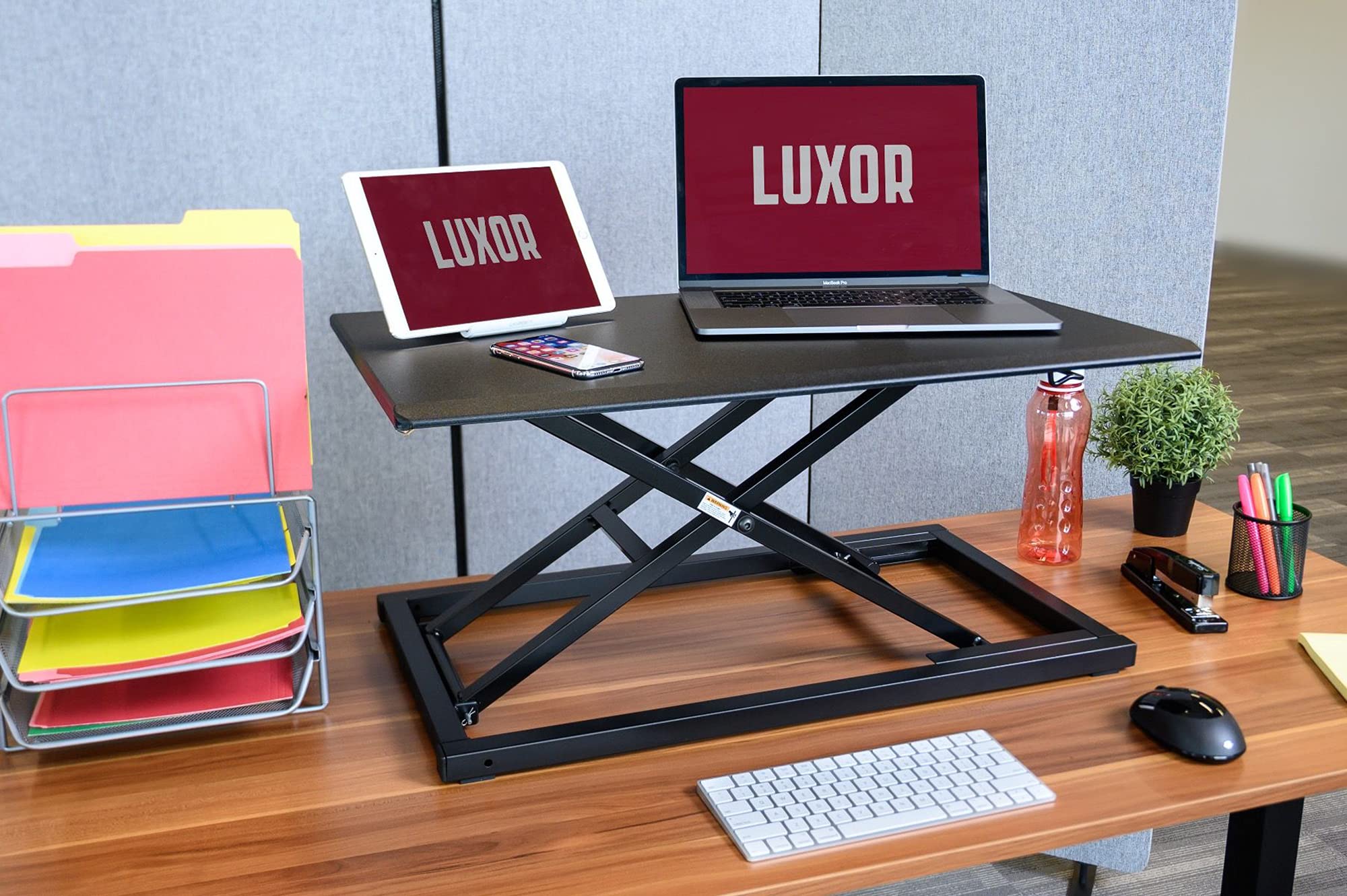 Adjustable Pneumatic Standing Desk Converter - Black for Home & Office