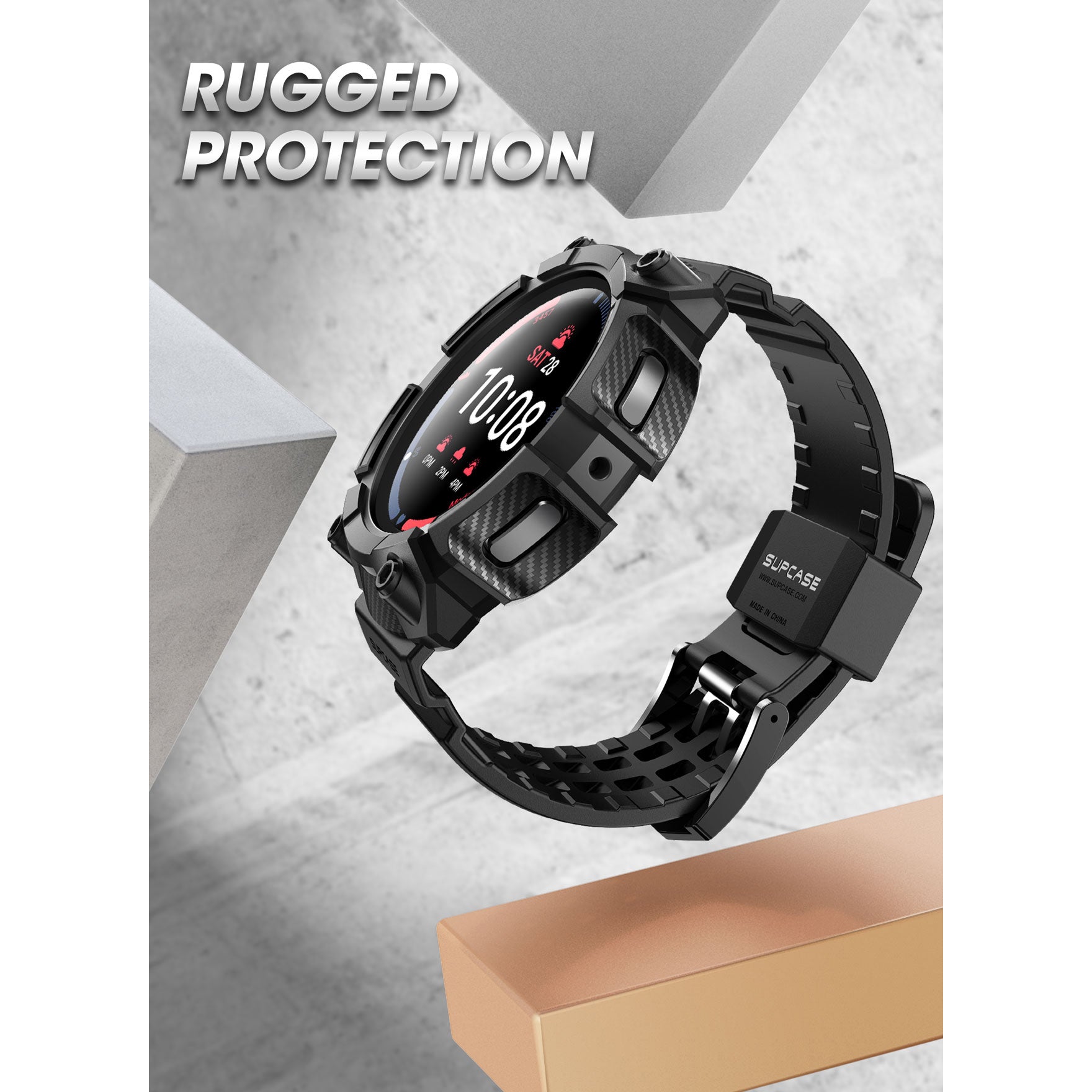 Samsung Galaxy Watch5 Pro 45mm Case with Unicorn Beetle PRO Band - Rugged Protective Cover for Outdoor Sports & Fitness Tracking (Black) - Perfect for Hiking, Running & Active Lifestyle