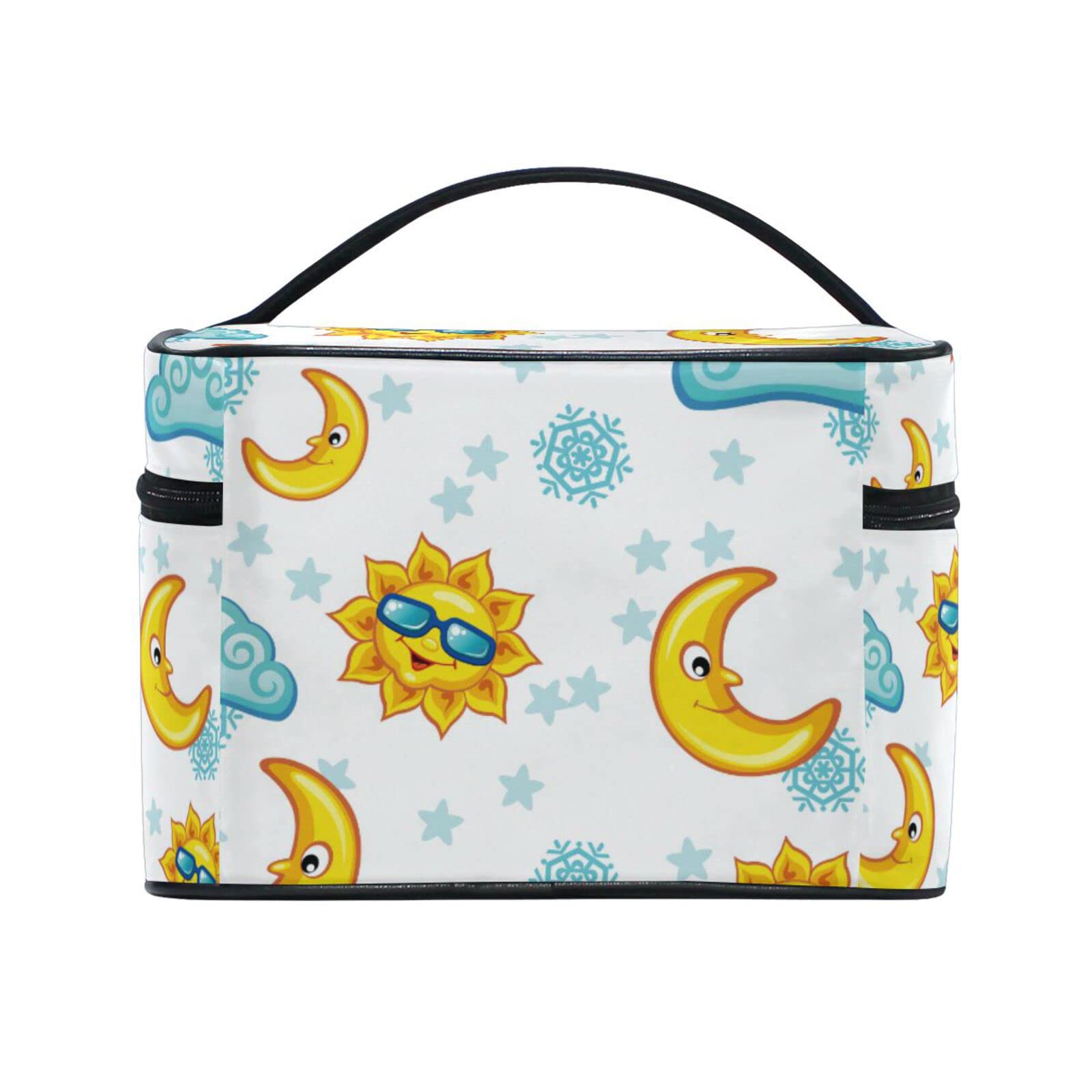 Starry Sky Sun Moon Cartoon Makeup Bag - Cute Cosmetic Organizer with Zipper for Women & Girls | Perfect for Travel, Gym, and Daily Toiletry Storage