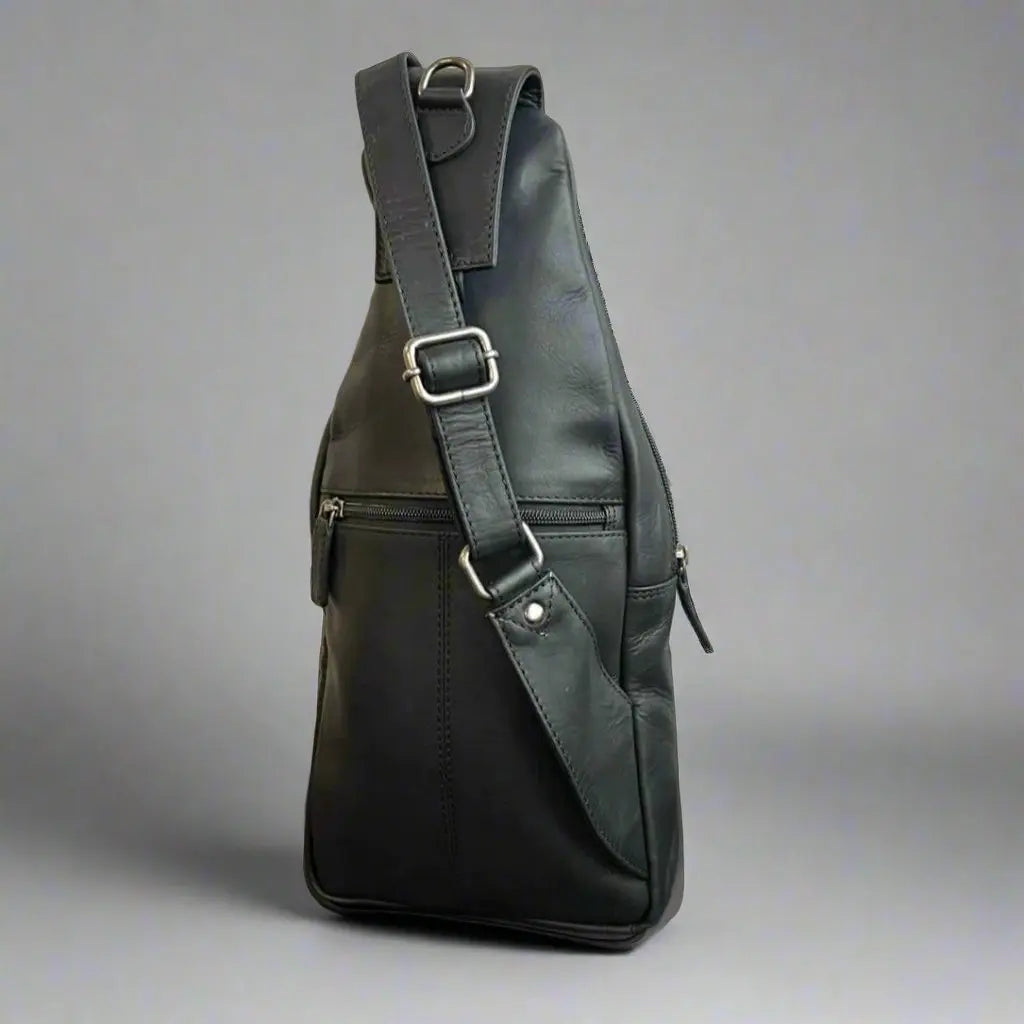 Durable Full Grain Leather Sling Bag Backpack for Men & Women - Perfect for Travel, Hiking, and Everyday Use