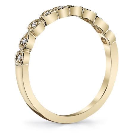 0.05Ct Round Milgrain Lab Grown Diamond Stackable Band - 14k White/Yellow/Rose Gold Women's Wedding Ring, Engagement Band, Matching Jewelry Set for Bridal, Anniversary & Everyday Wear