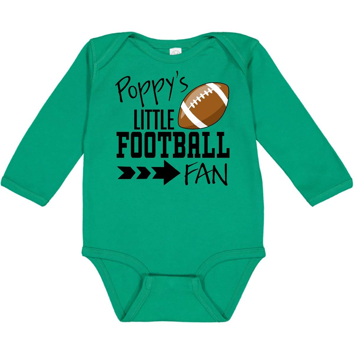 Inktastic Poppy's Little Football Fan Baby Long Sleeve Bodysuit - Soft Cotton Creeper for Newborns & Infants - Perfect for Game Day, Family Photos & Football Season Outfits