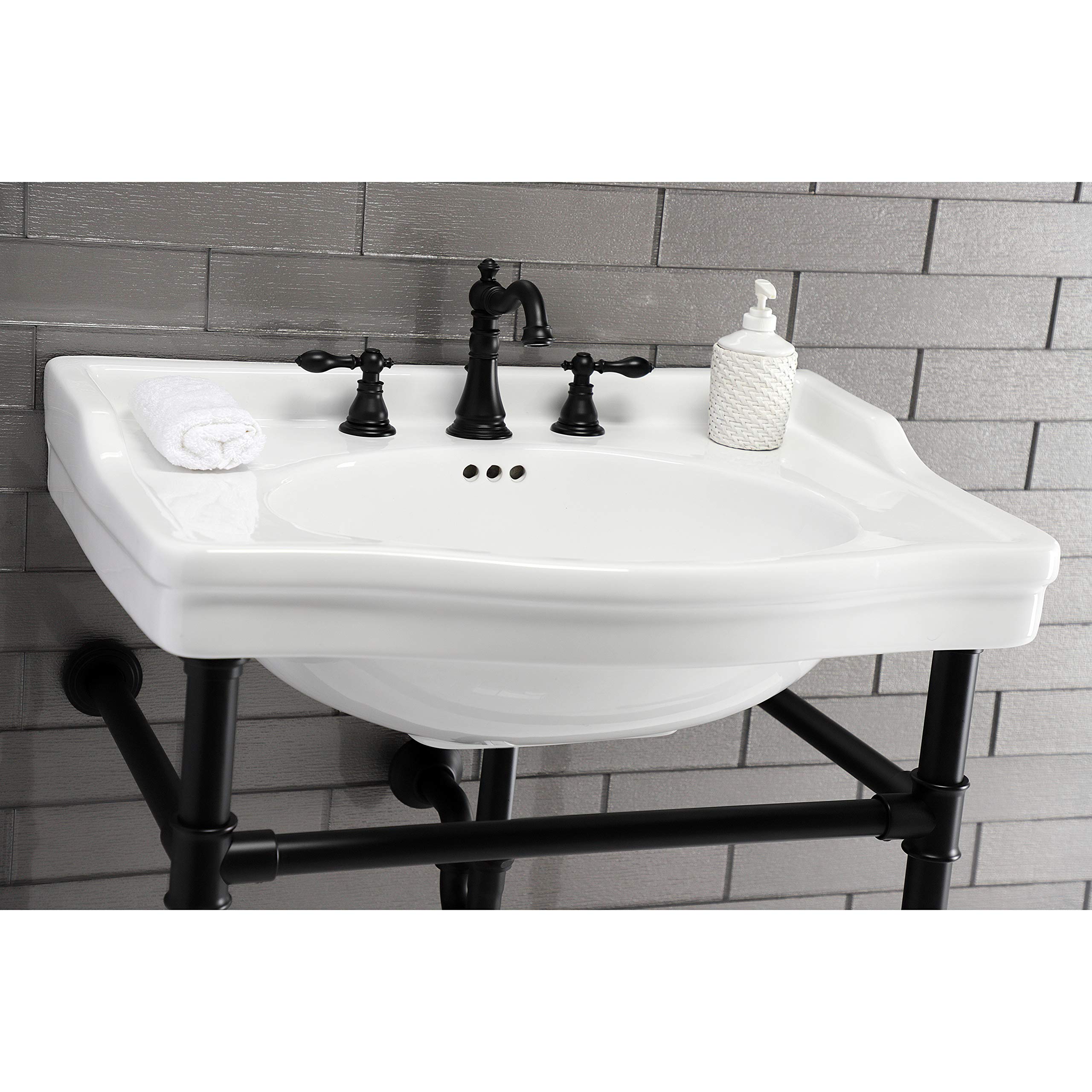 Kingston Brass VPB33080 Imperial Stainless Steel Console Sink Legs in Matte Black - Perfect for Bathroom Vanity, Farmhouse Sink, and Modern Kitchen Decor