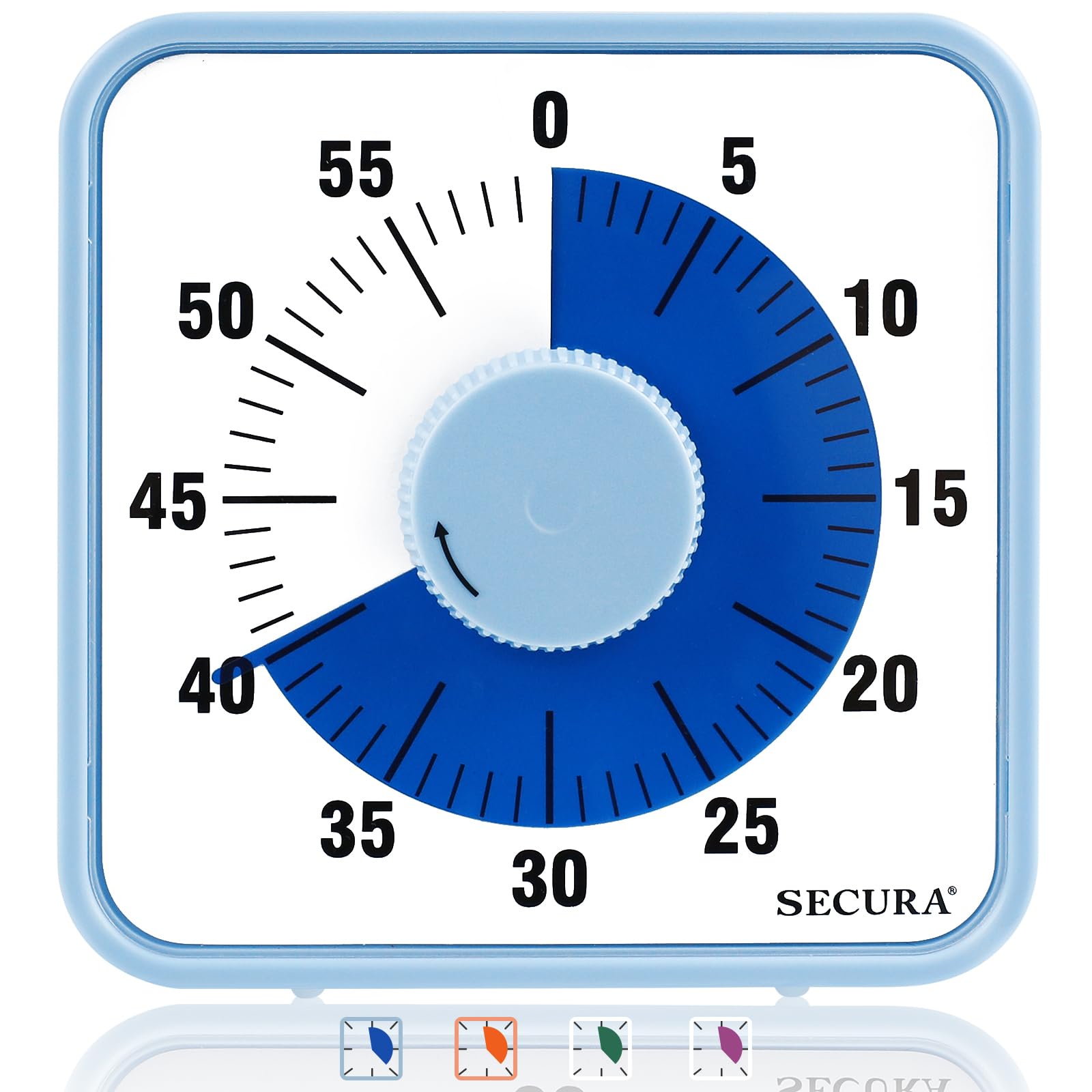 Secura 7.5 Inch Visual Timer - 60 Minute Oversized Countdown Clock for Kids & Adults - Durable Mechanical Time Management Tool (Blue) - Perfect for Classroom, Kitchen, Office & ADHD Focus Aid