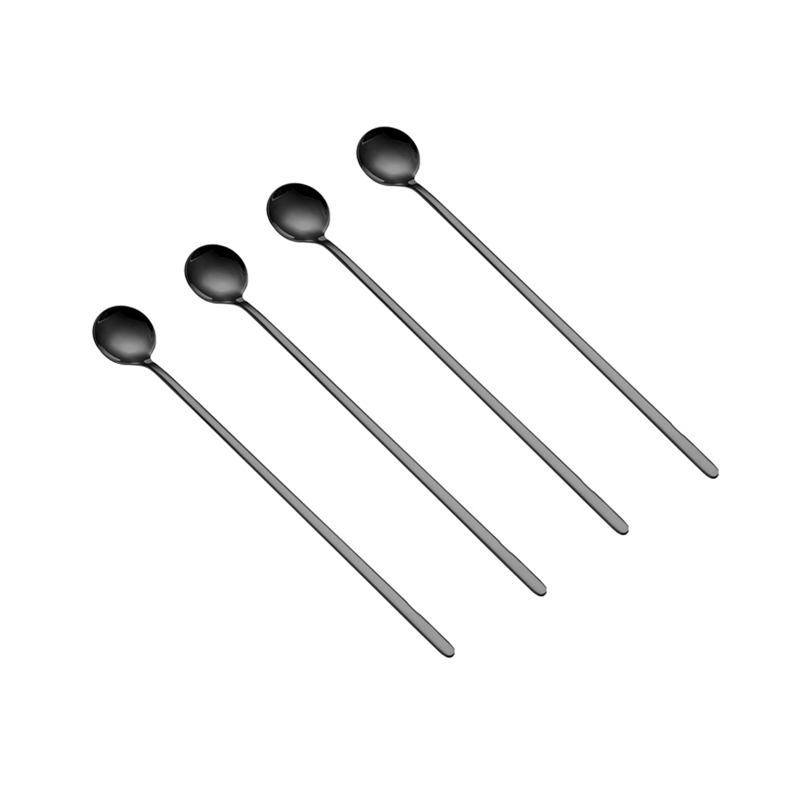 Premium 4-Pack Stainless Steel Long Handle Mixing Spoons - 9.5 Inch Dessert & Coffee Spoons Set for Baking, Sugar, Cake, Ice Cream - Ideal for Home Kitchen, Cafes & Restaurants (Color: C)