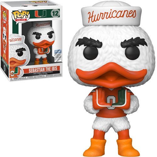 Funko Pop! Vinyl Figure: Sebastian the Ibis - University of Miami Mascot Collectible [12-Pack] | Perfect for College Dorms, Game Day Decor & Alumni Gifts
