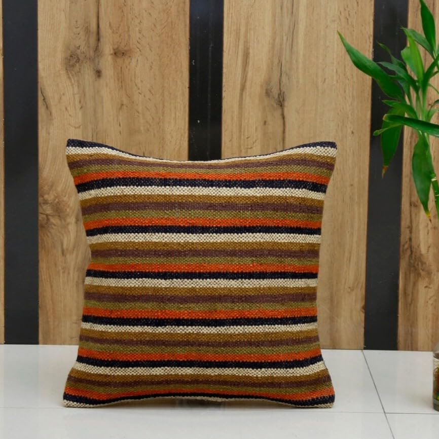 Trade Star Exports Set of 5 Handwoven Indian Kilim Pillow Covers 18x18 - Bohemian Jute Throw Cushion Cases for Sofa, Bed & Home Decor | Boho Chic Living Room, Bedroom & Outdoor Pillow Covers