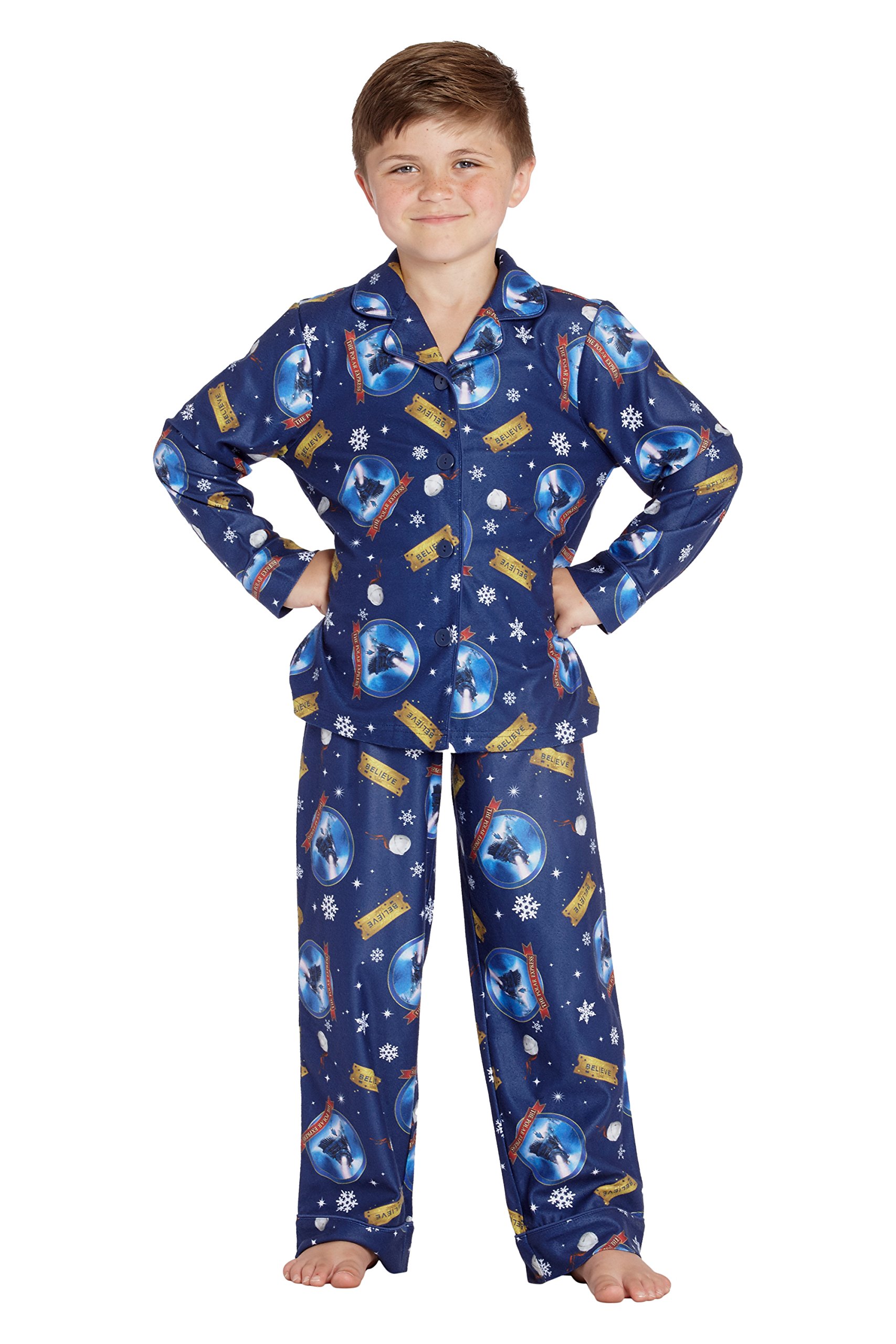 The Polar Express Kids' Button-Front Pajama Set - Cozy Christmas Pajamas for Boys & Girls | Perfect for Holiday Movie Nights & Christmas Morning