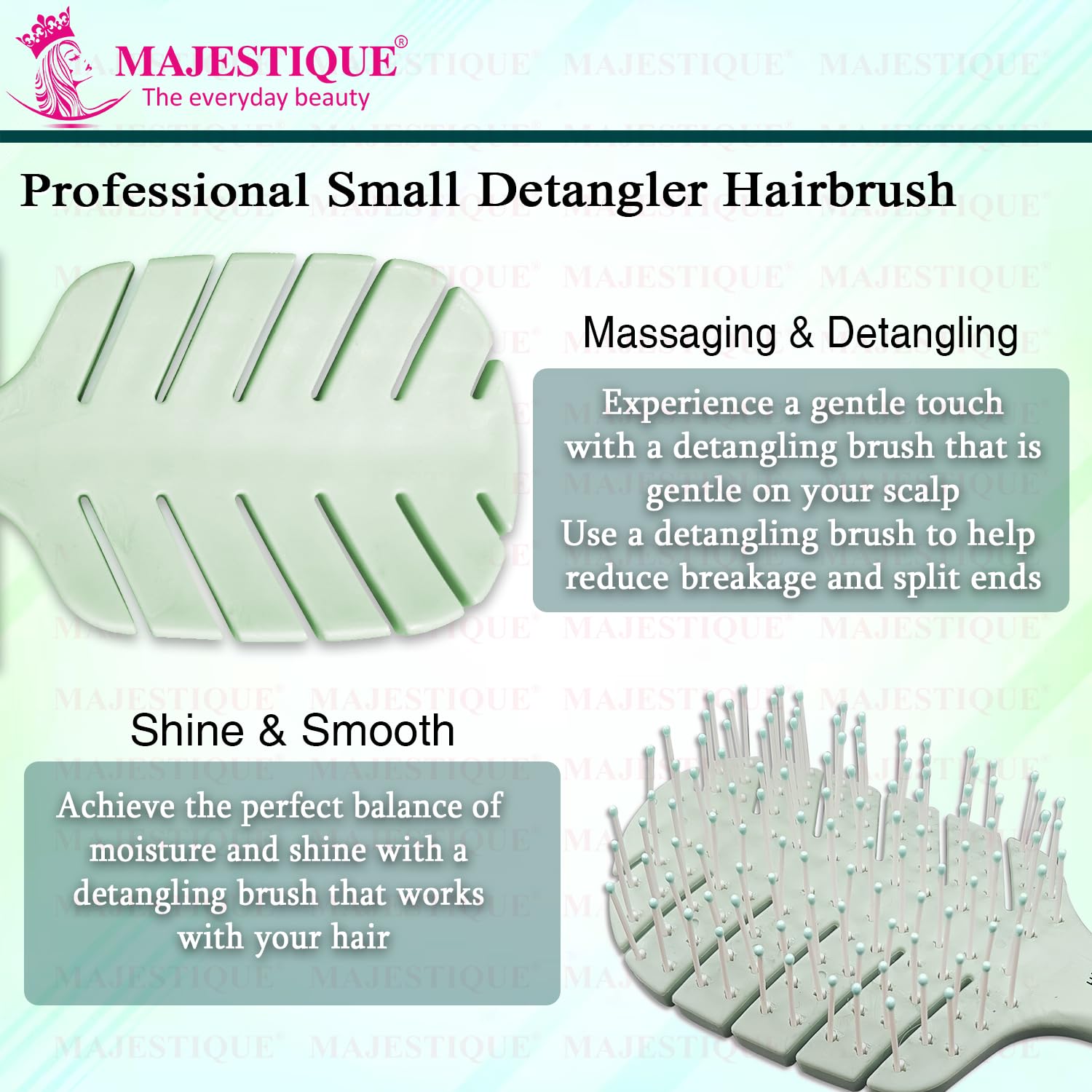 Majestique Mini Hair Brush - Compact Detangling Brush for Baby, Kids, Women & Men | Travel-Friendly Hair Care Essential | Perfect for Home, Travel & On-The-Go Styling (Color May Vary)