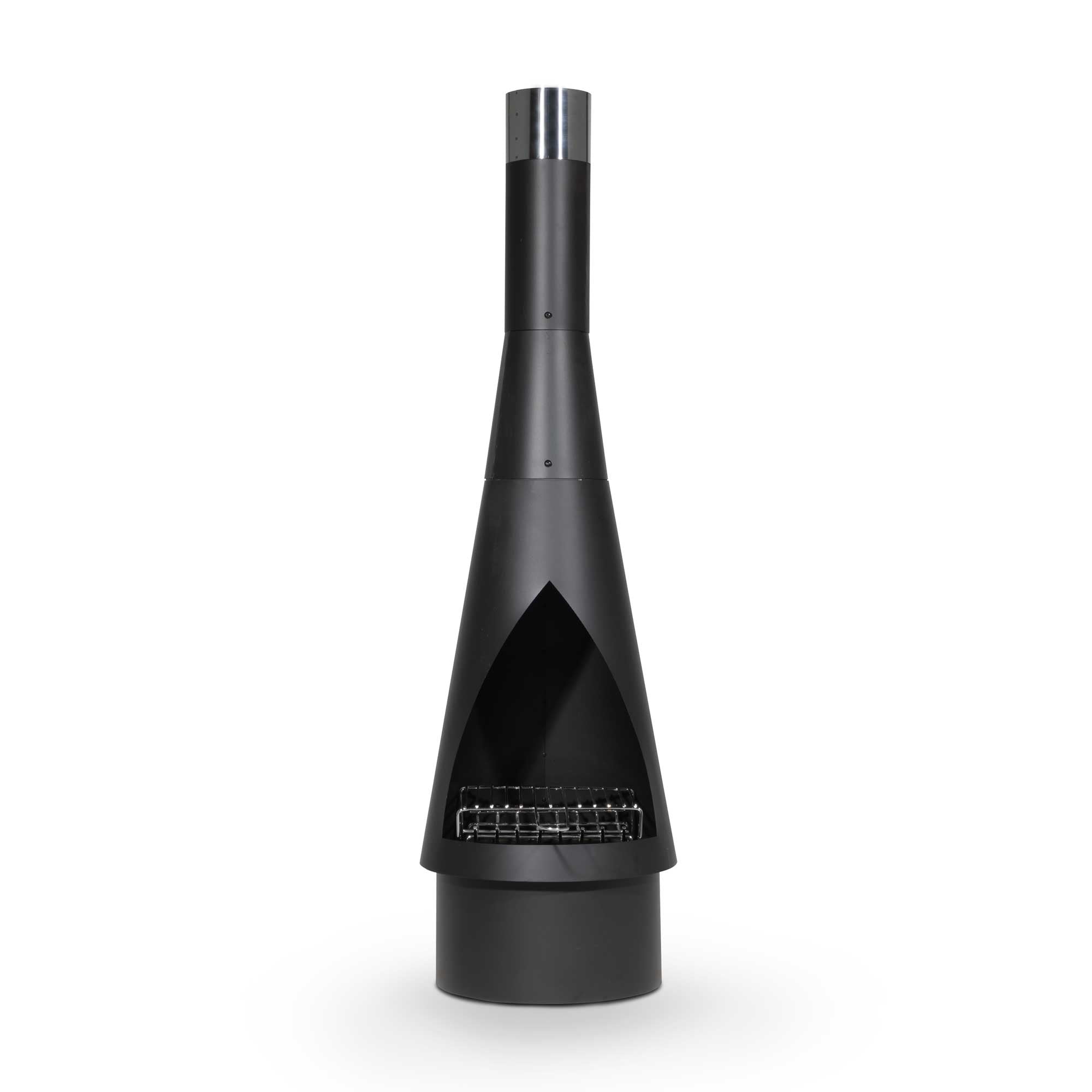 Black Steel Outdoor Chiminea Fireplace - Portable Fire Pit for Backyard, Patio & Camping | DG109 Model | Perfect for Relaxing Evenings & Outdoor Gatherings