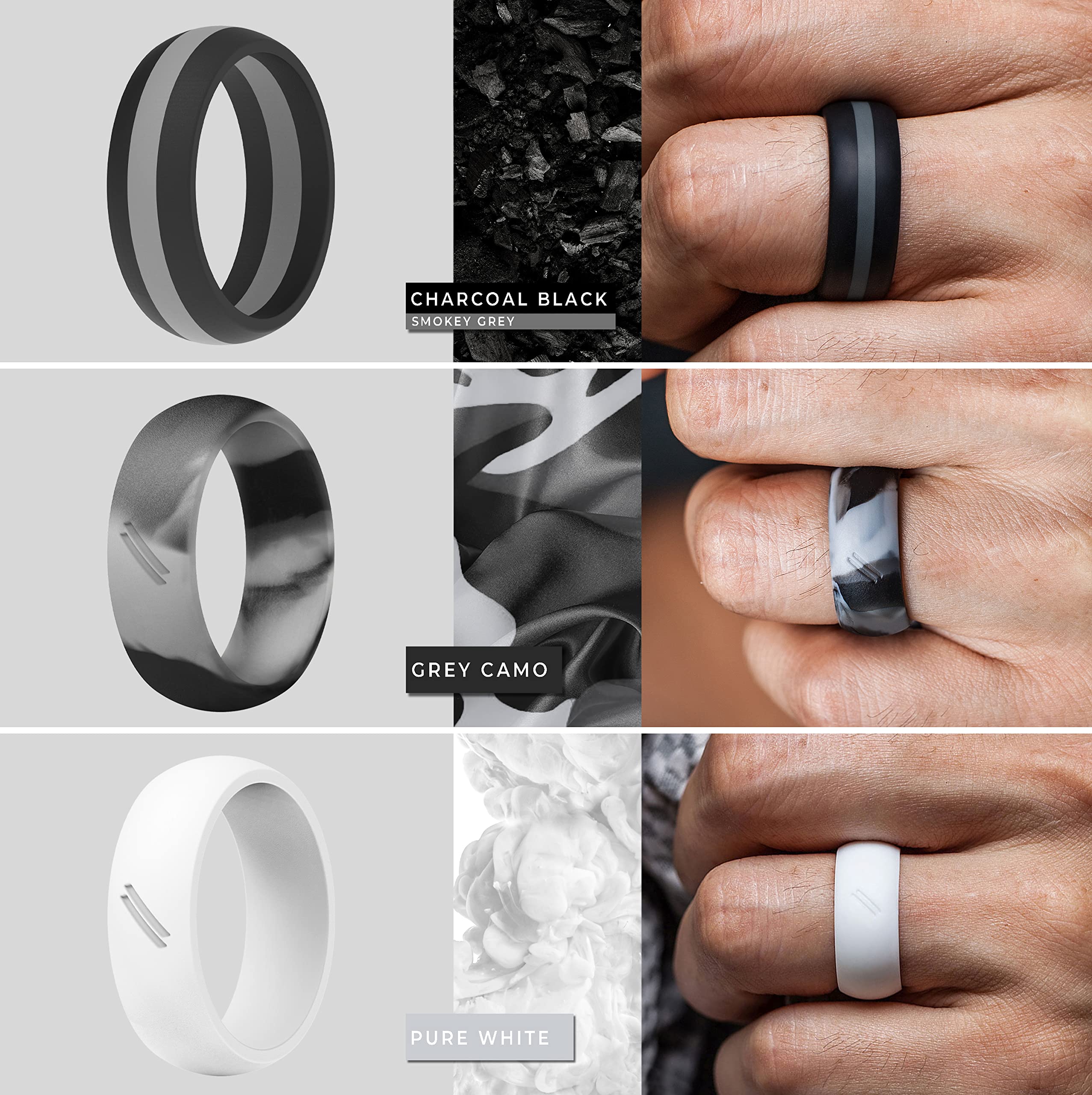 ThunderFit 16-Pack Silicone Wedding Rings for Men - 8.7mm Wide 2.5mm Thick Durable Rubber Bands - Perfect for Gym, Swimming, Sports & Outdoor Activities