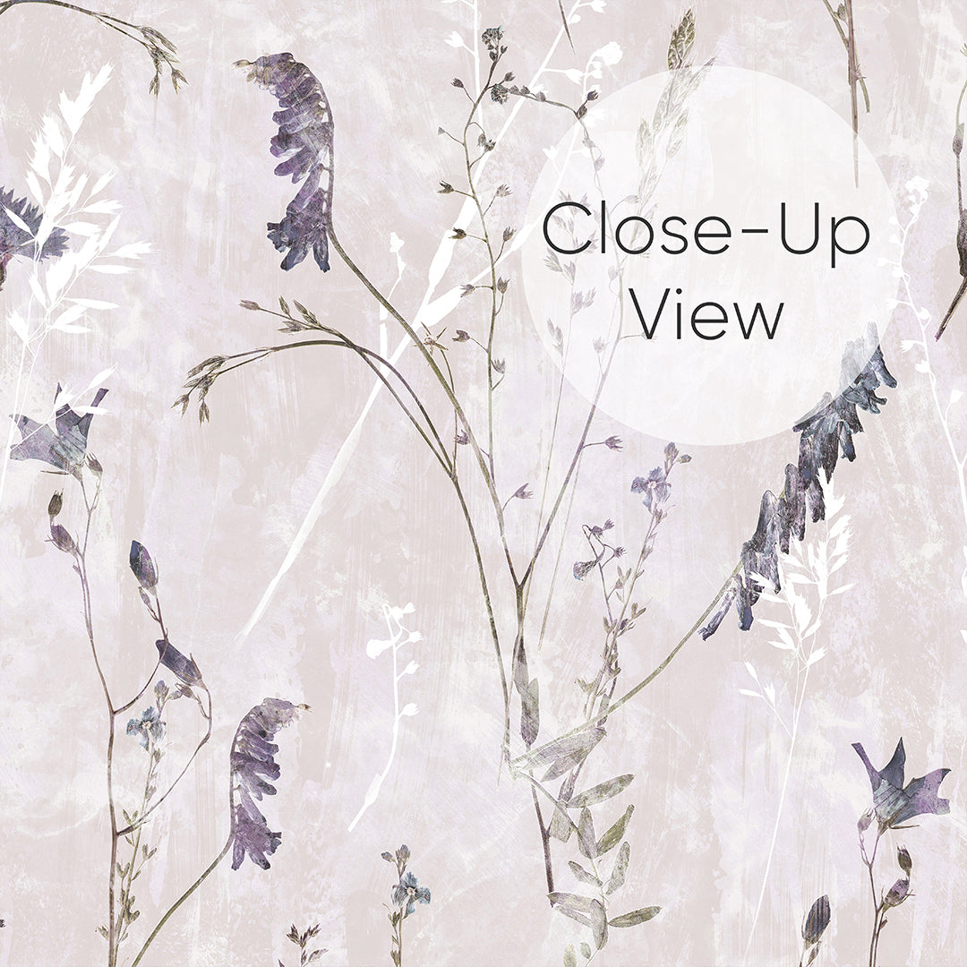 Purple Lavender Flower Wallpaper S079 - Botanical Floral Peel and Stick Wallpaper for Bedroom, Living Room & Nursery Decor