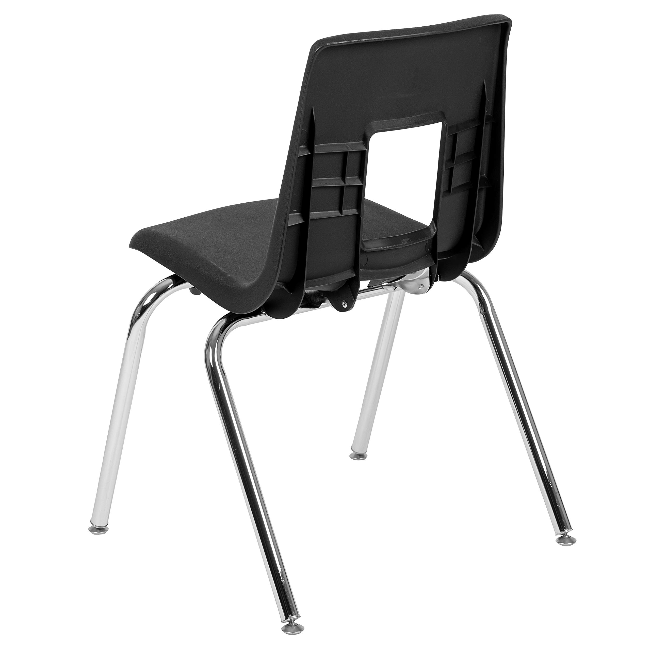 EMMA + OLIVER 4-Pack Black 18-inch Stackable School Chairs for Students - Durable Classroom Chairs for School, Office, and Home Study Use